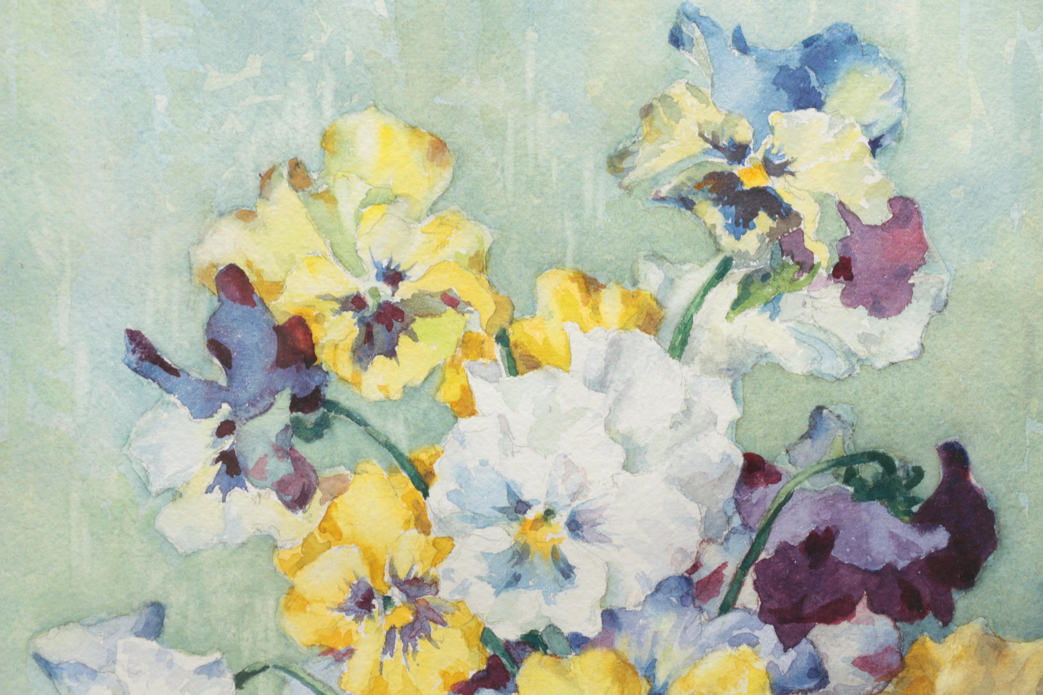 Polly Nordell Watercolor of Pansies