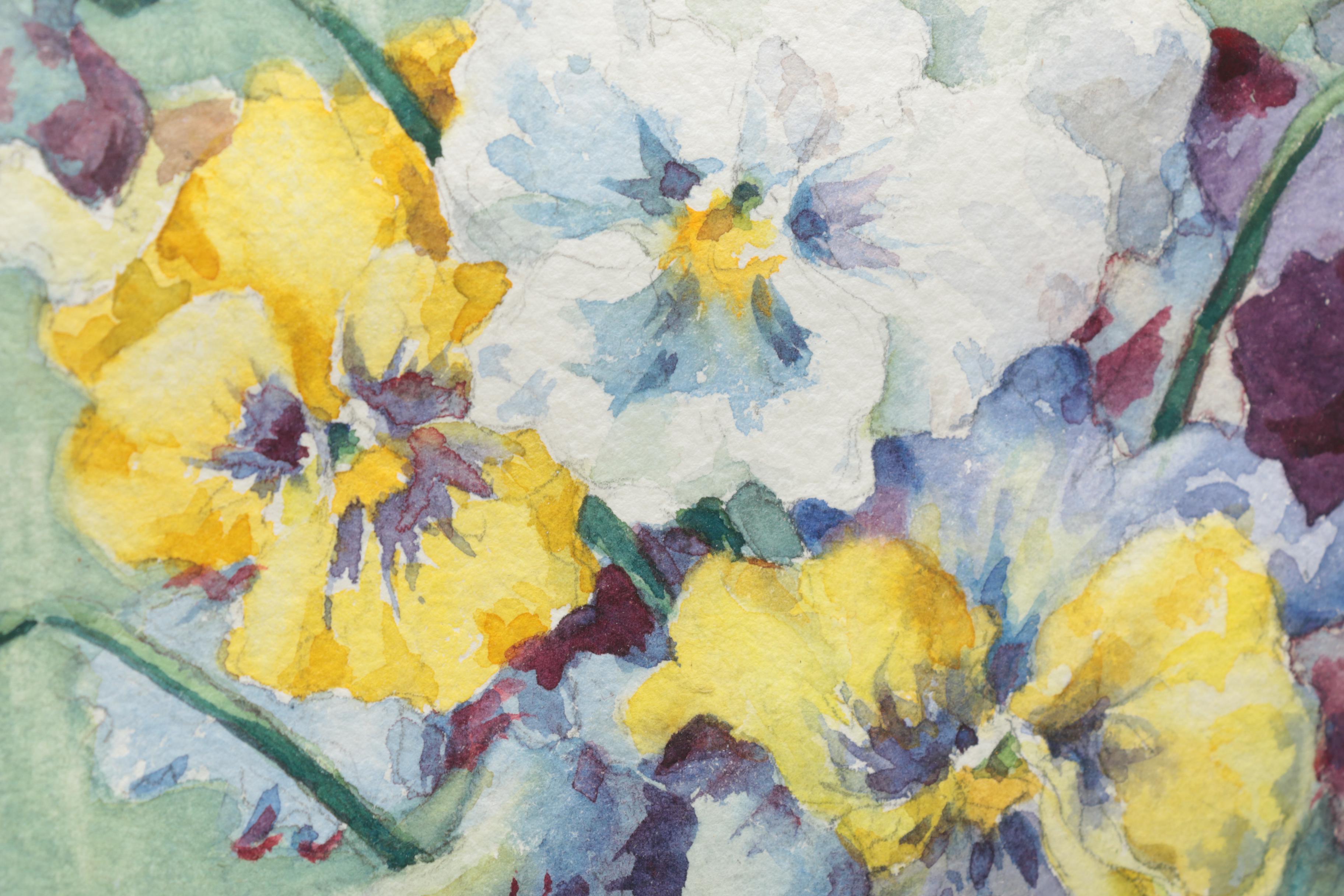 Polly Nordell Watercolor of Pansies
