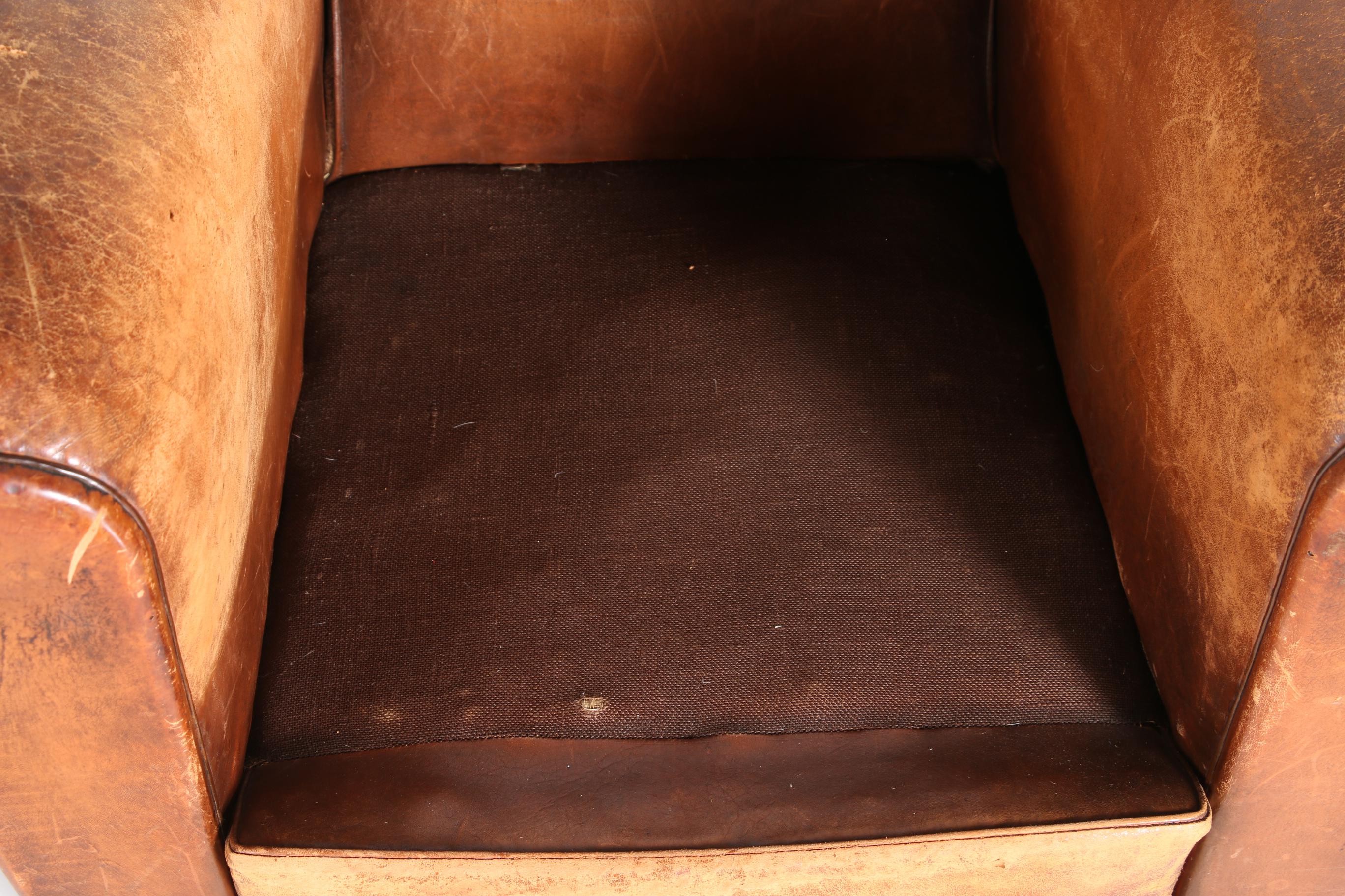 Vintage Leather Armchair With Pillow Cushion