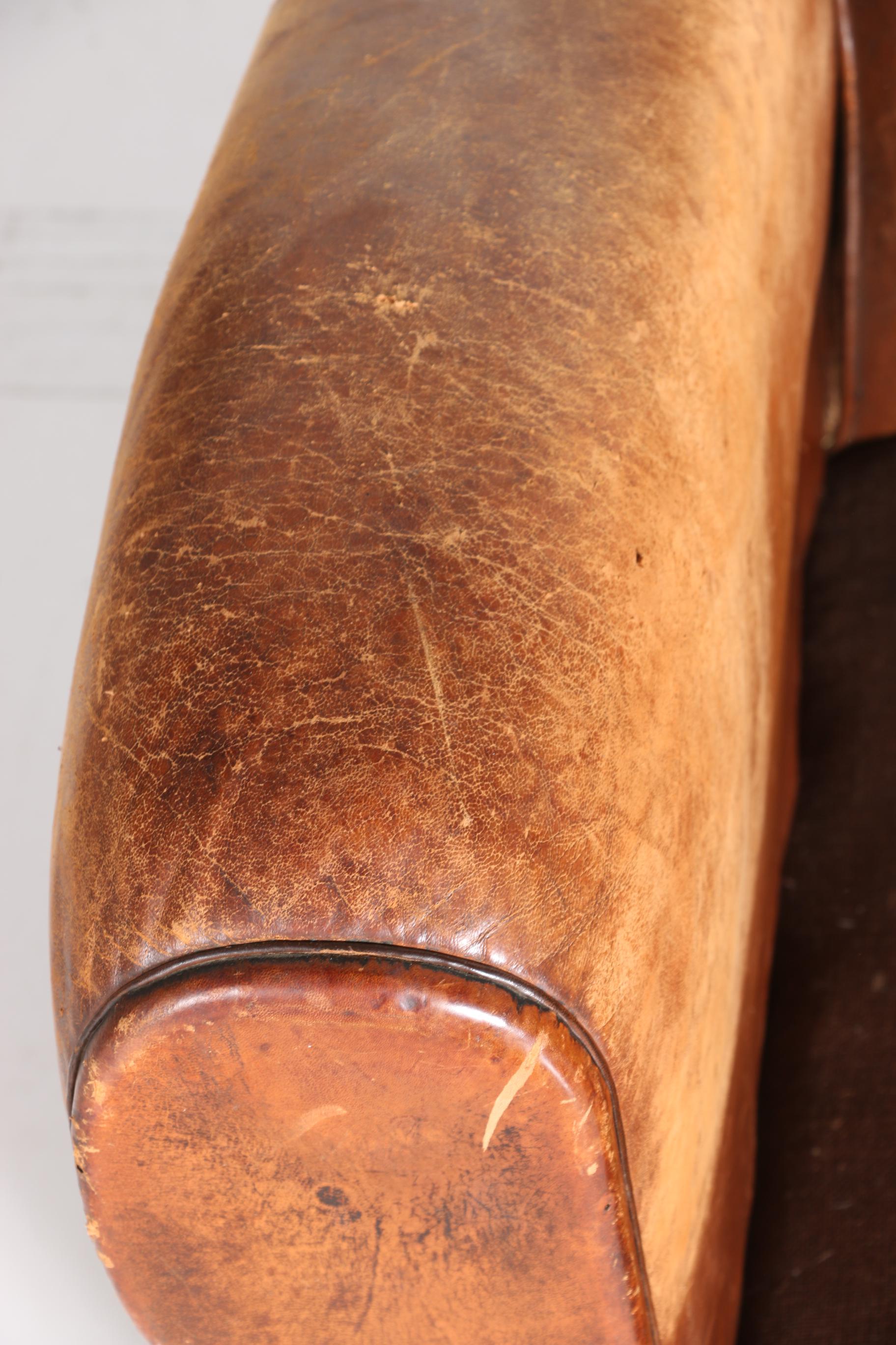 Vintage Leather Armchair With Pillow Cushion