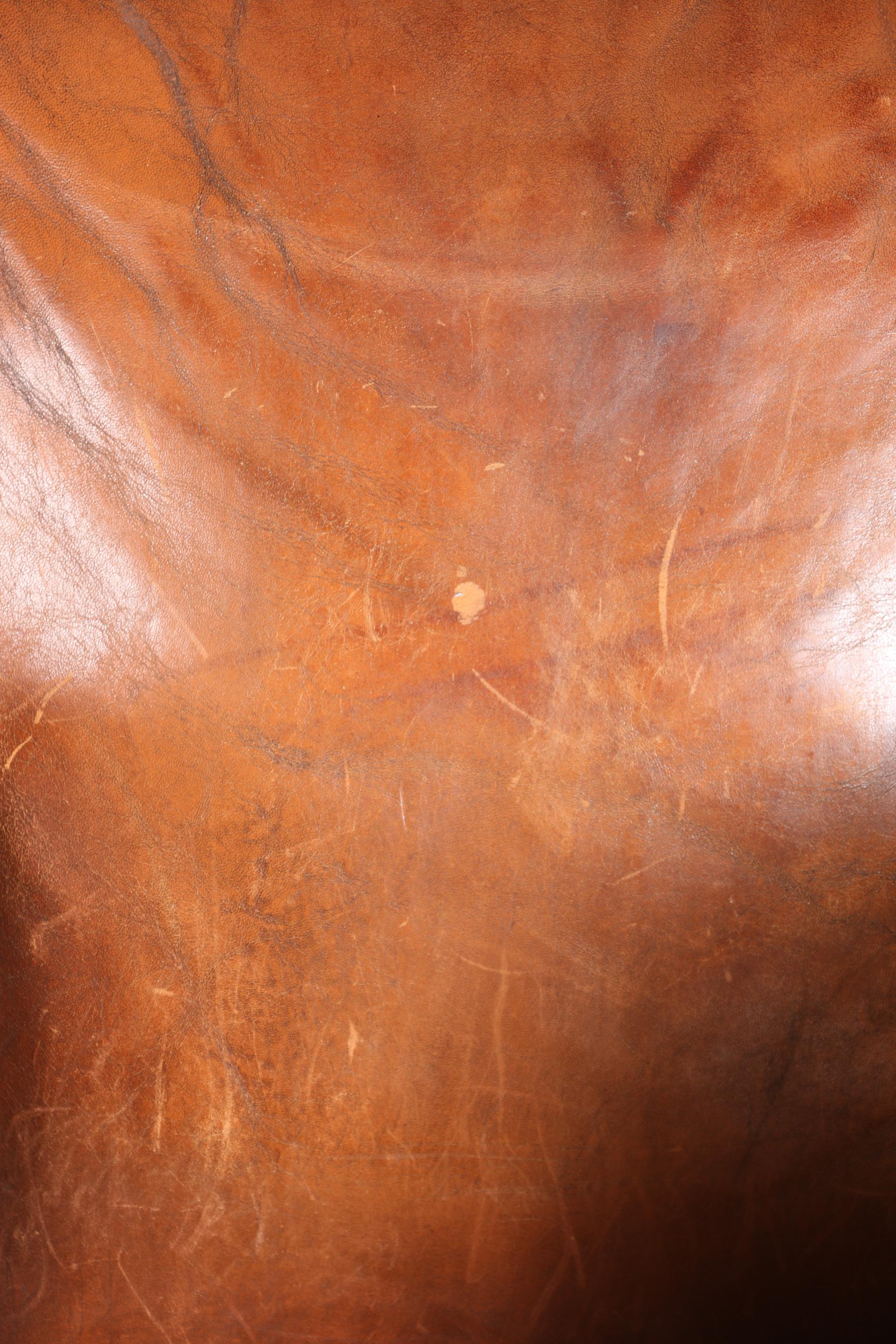 Vintage Leather Armchair With Pillow Cushion