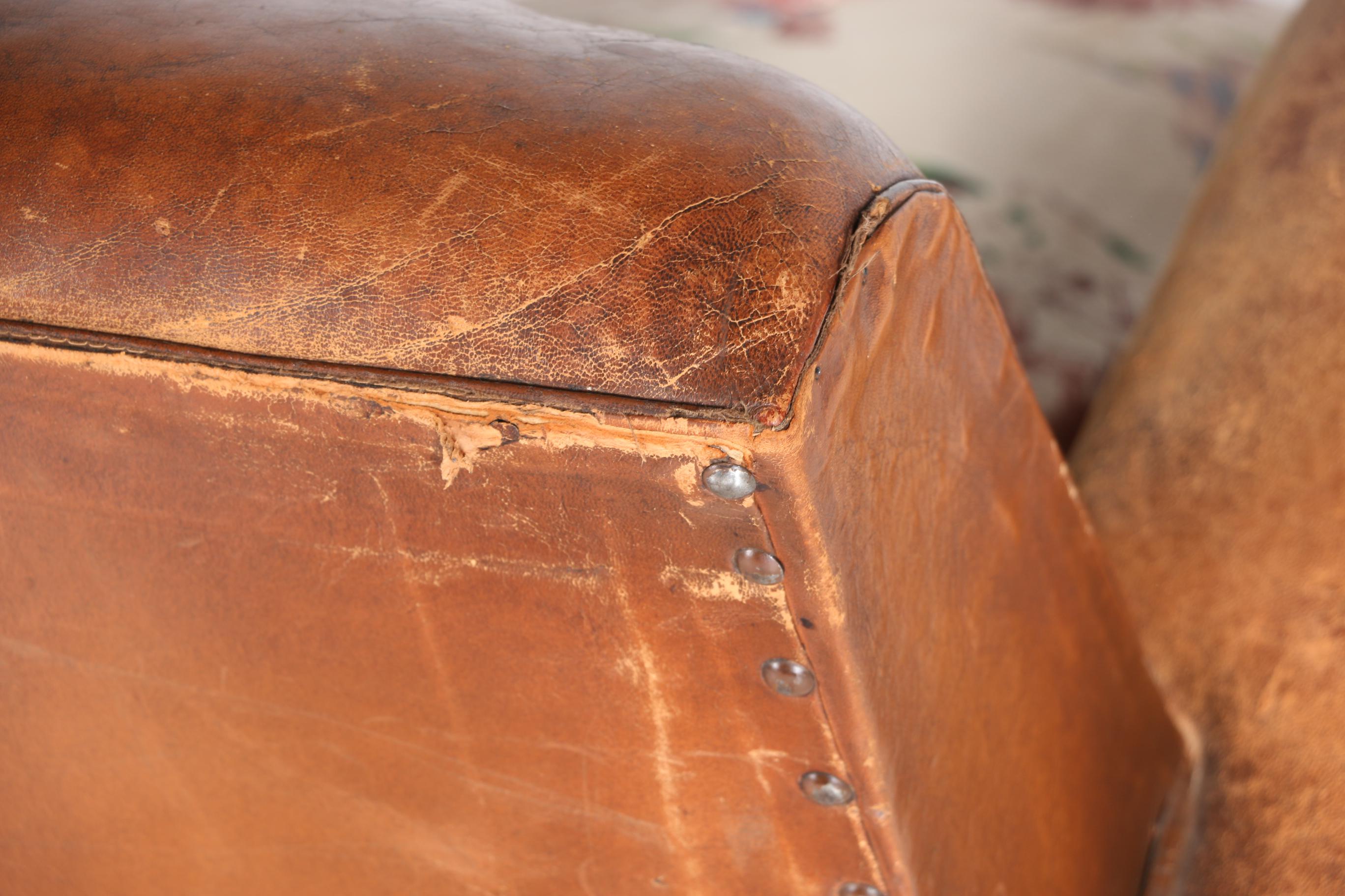 Vintage Leather Armchair With Pillow Cushion