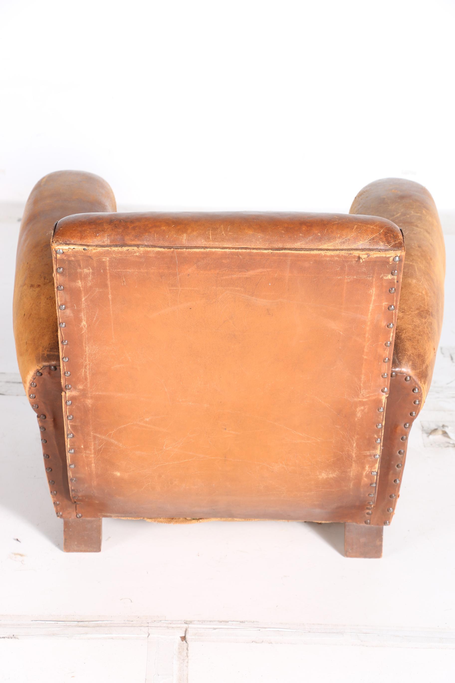 Vintage Leather Armchair With Pillow Cushion