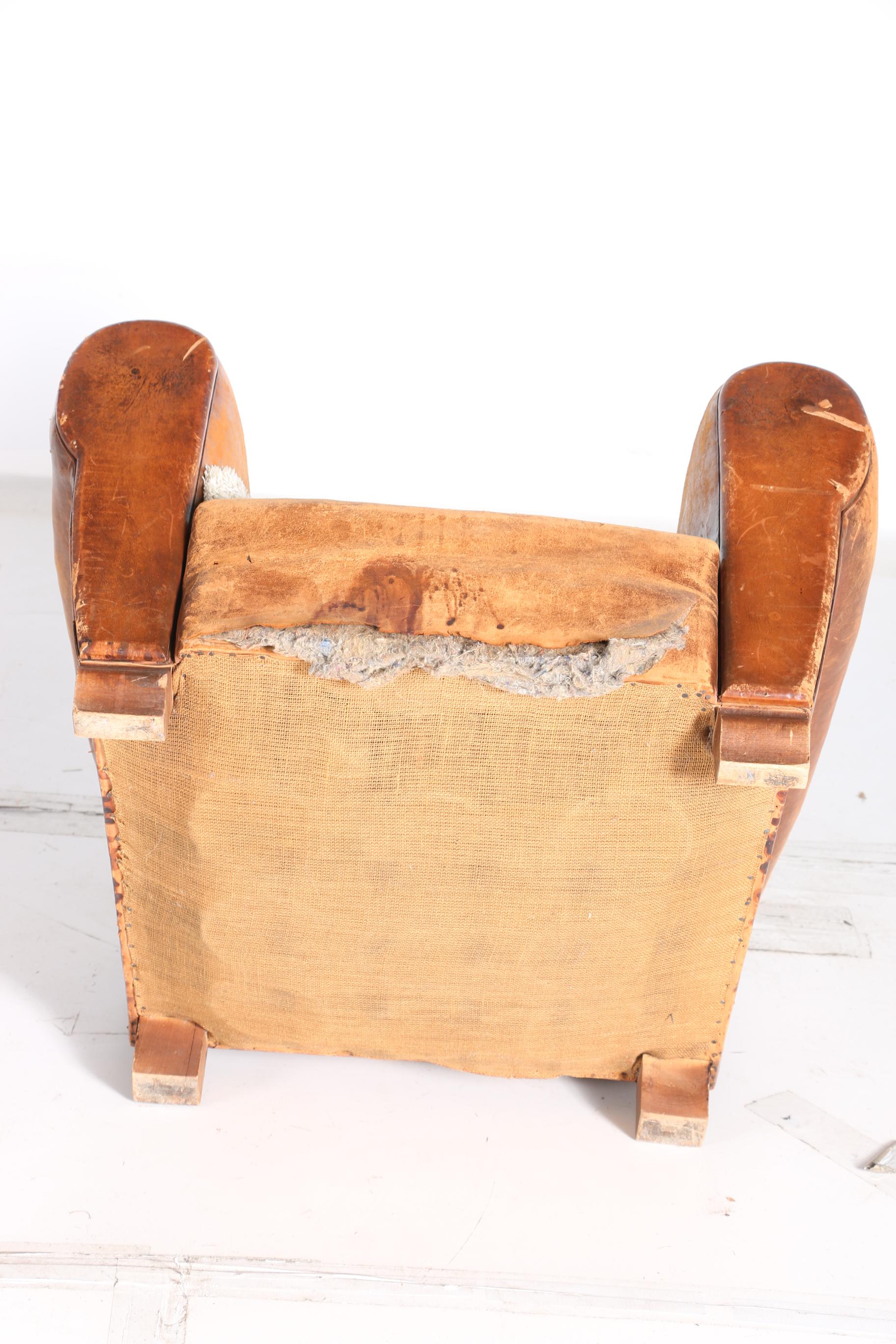 Vintage Leather Armchair With Pillow Cushion