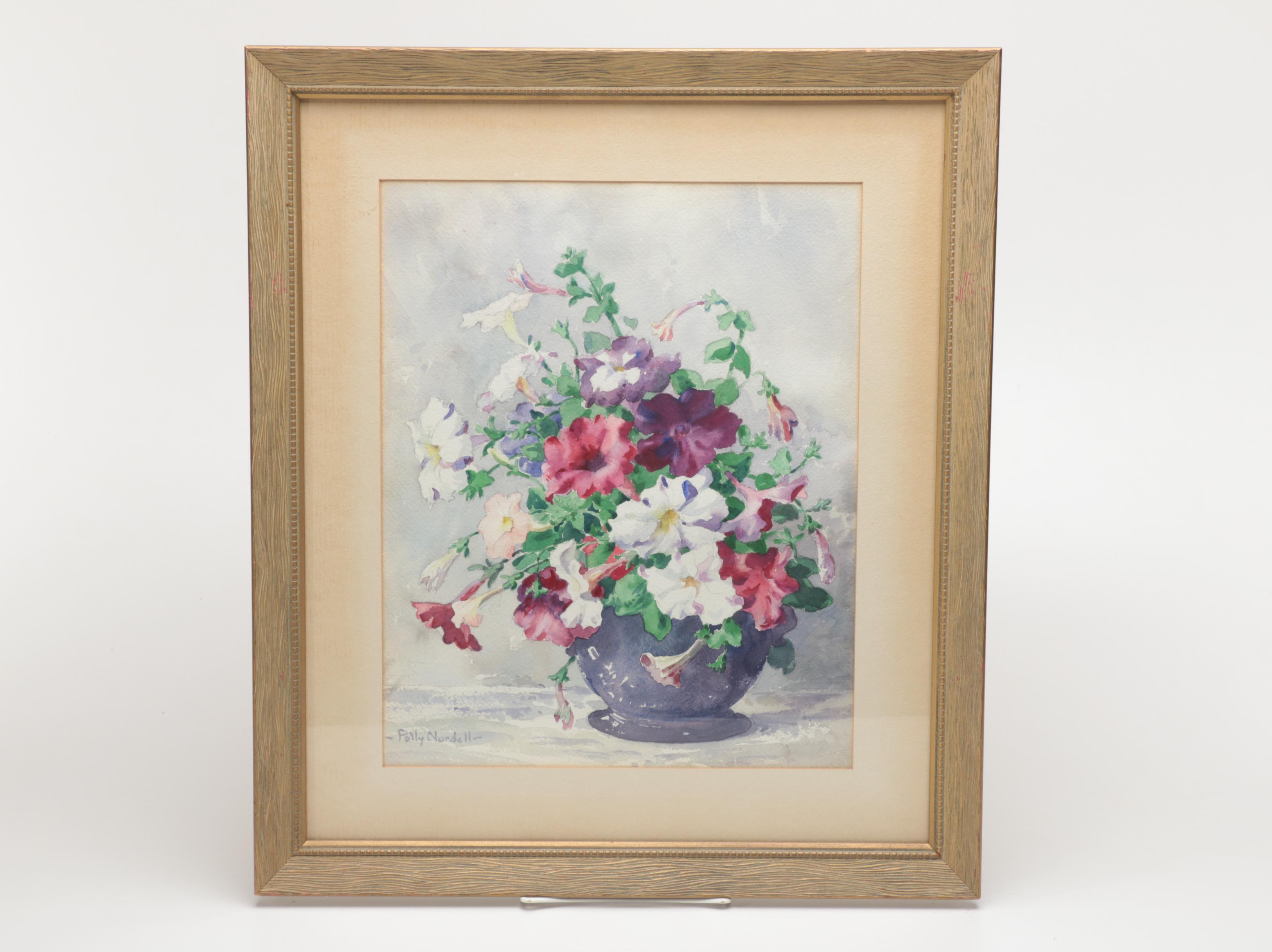 Polly Nordell Watercolor of Morning Glories