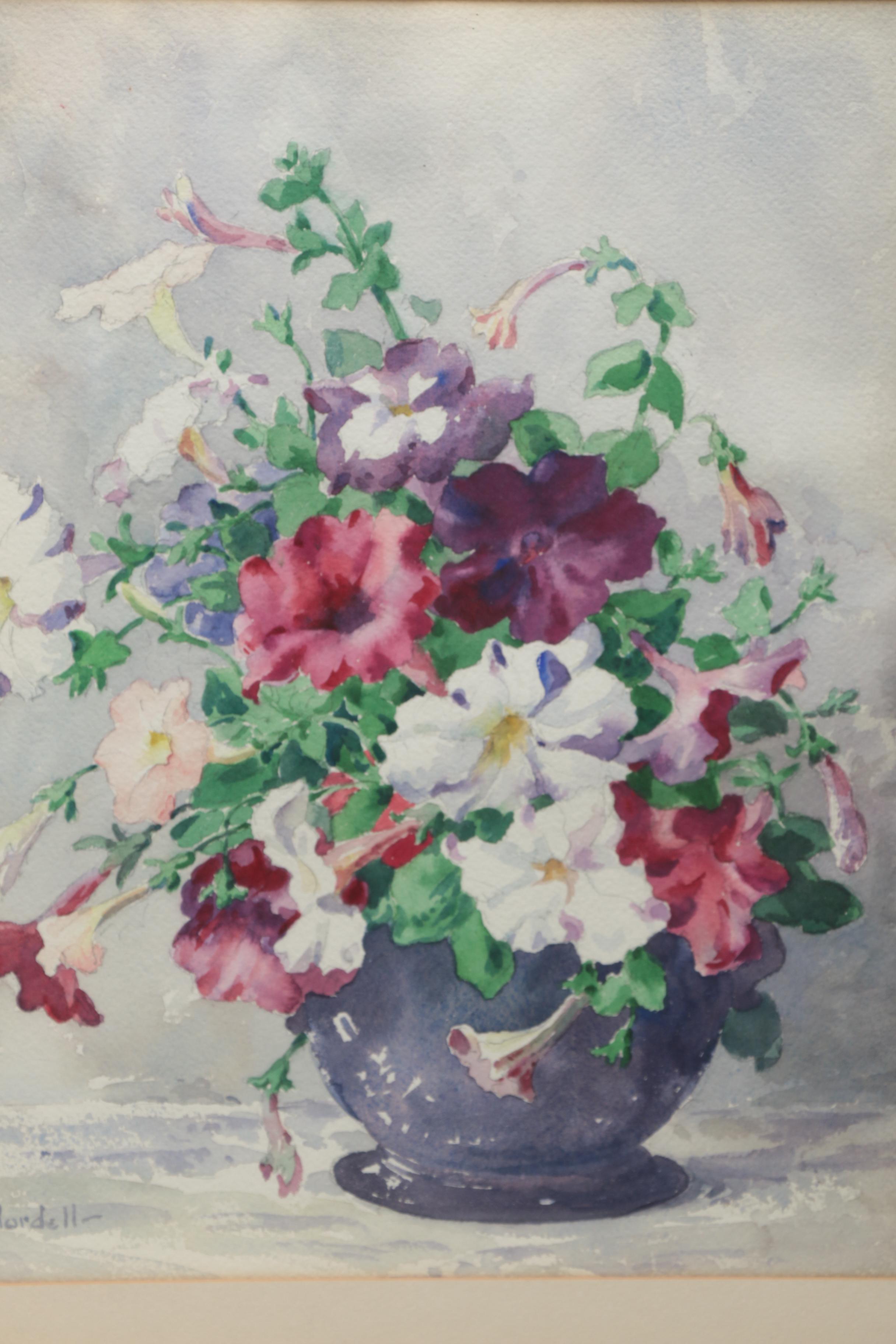 Polly Nordell Watercolor of Morning Glories