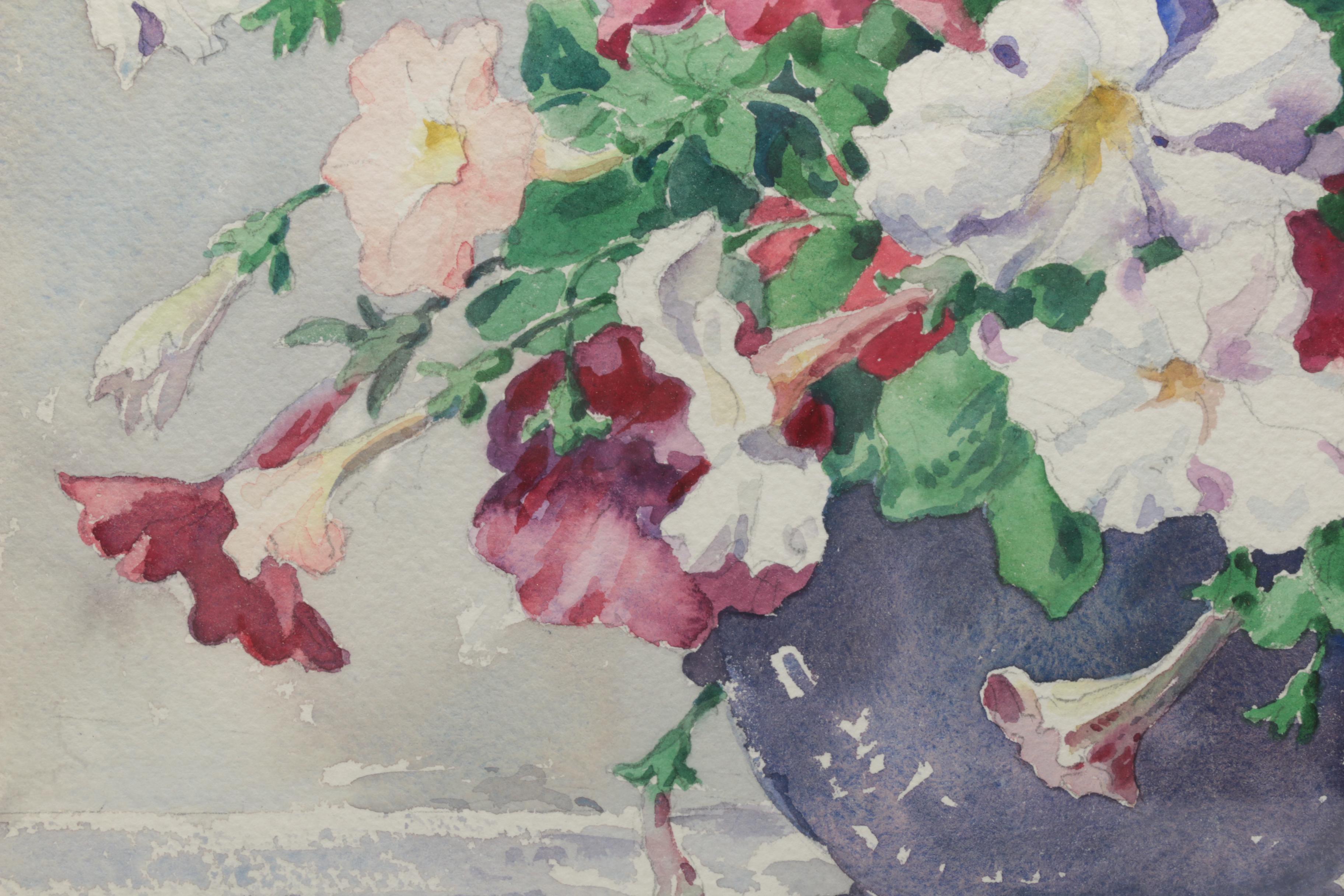 Polly Nordell Watercolor of Morning Glories