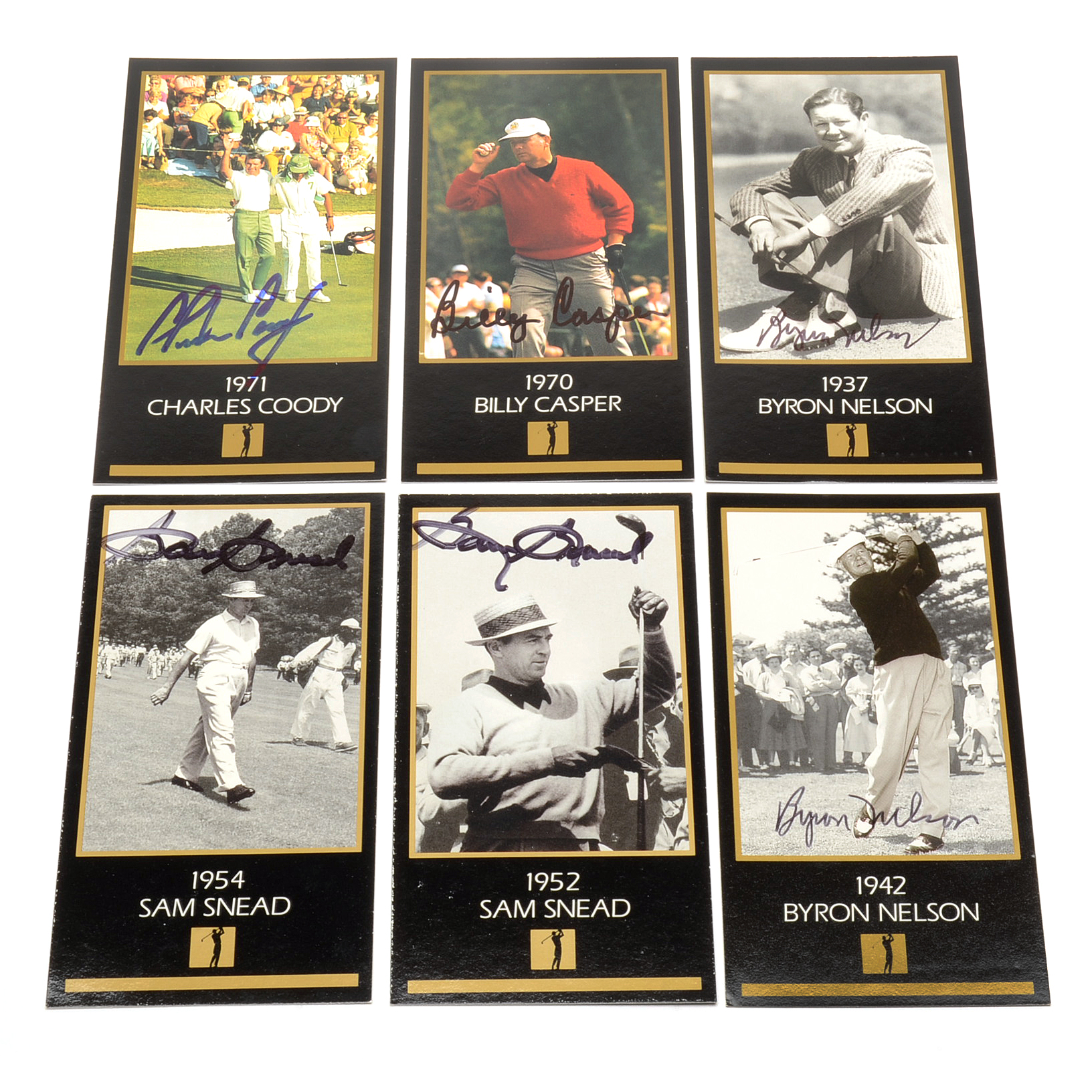 Six 1993 Casper, Nelson, Snead, Coody Signed PGA Golf Cards