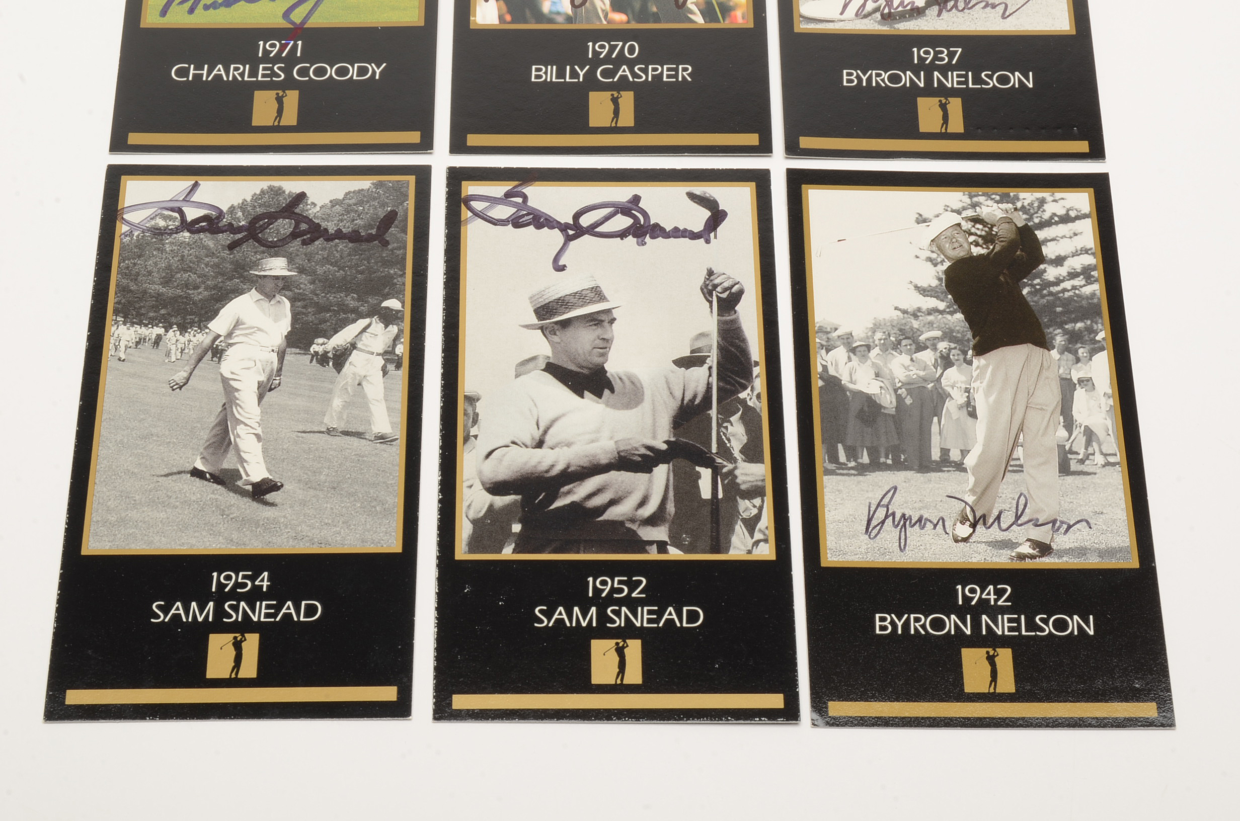 Six 1993 Casper, Nelson, Snead, Coody Signed PGA Golf Cards
