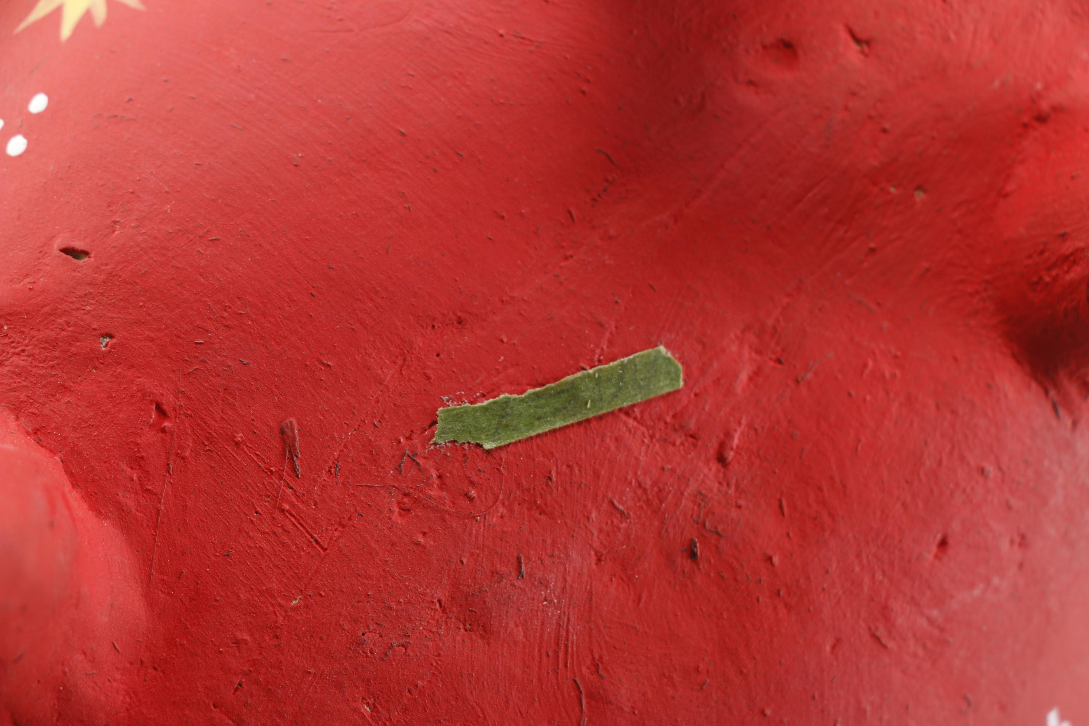 Handmade Red Piggy Bank and Bird Sculptures