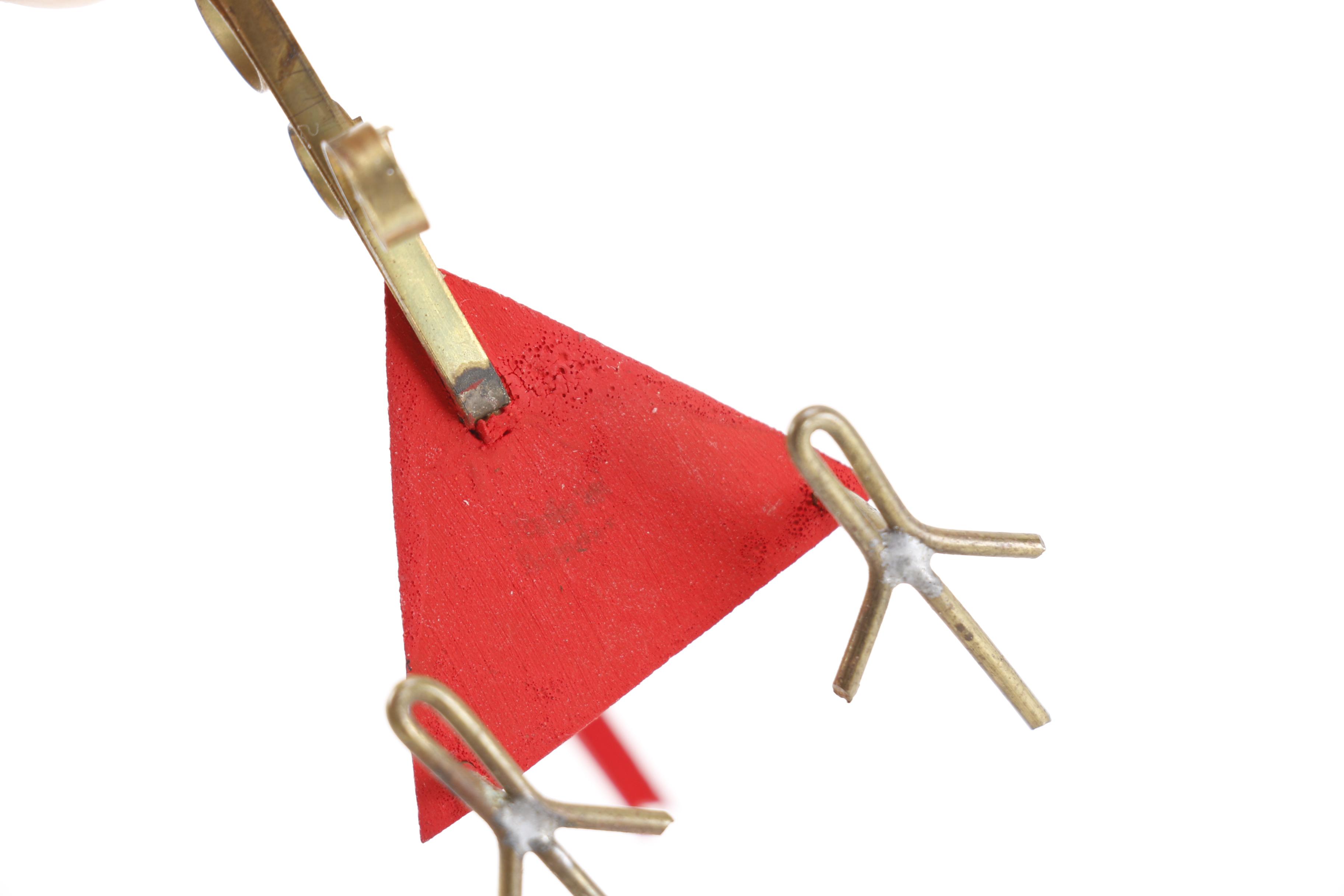 Handmade Red Piggy Bank and Bird Sculptures