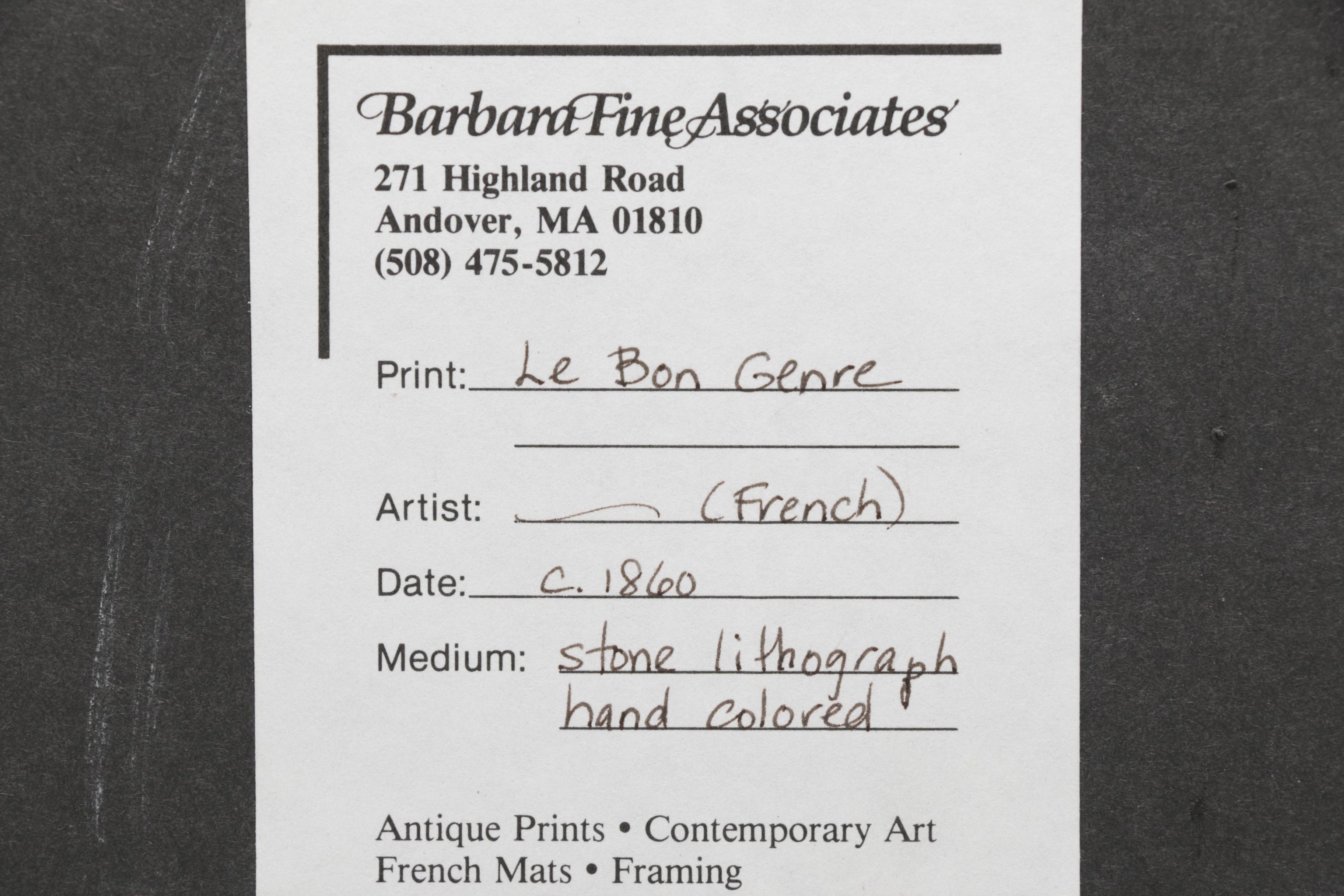 Hand Colored Engraving "Le Bon Genre, No. 56"