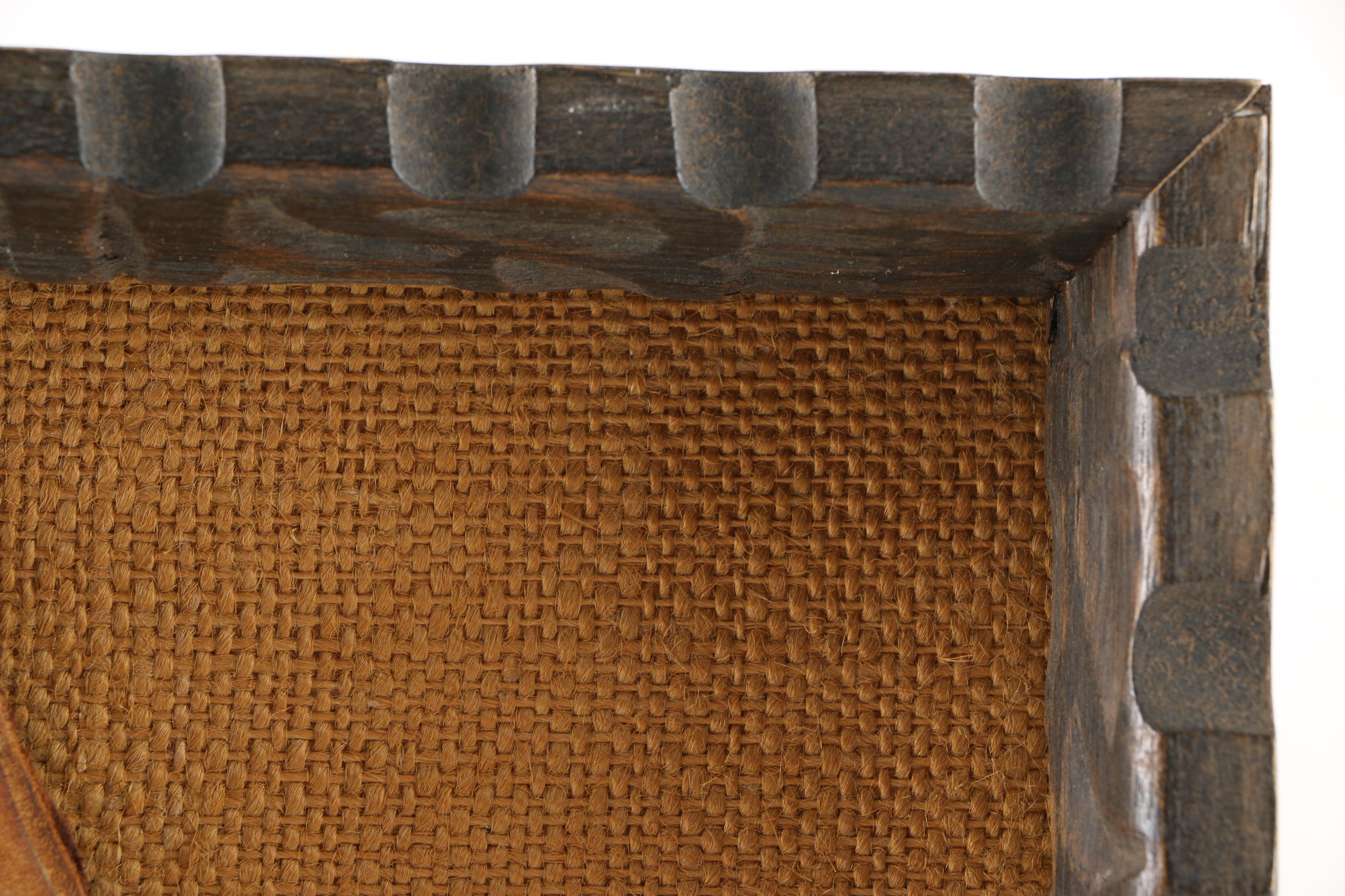 A. Kelly Pruit Oil Painting on Leather of a Cowboy