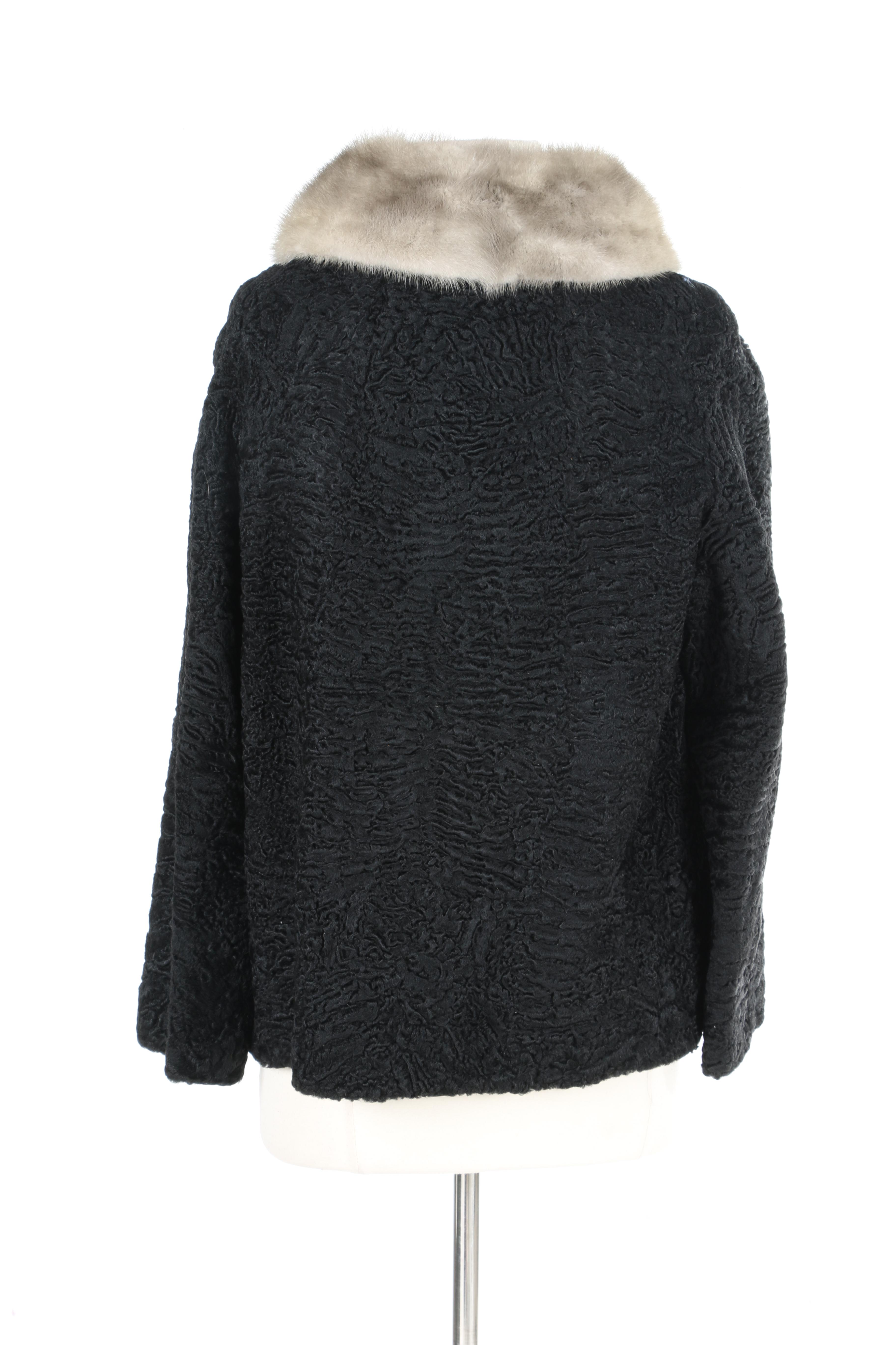 Persian Lamb Fur Coat With Mink Collar