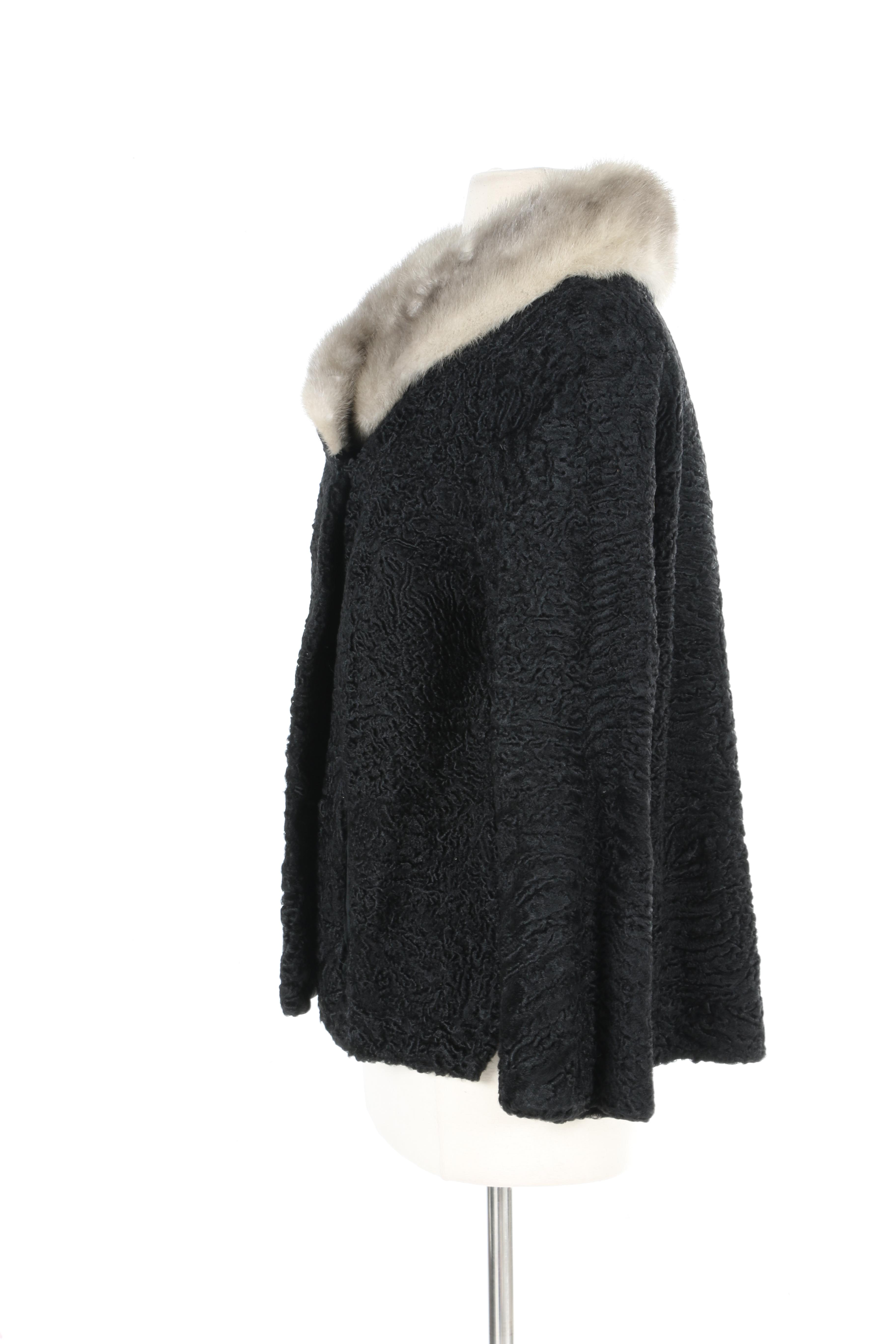 Persian Lamb Fur Coat With Mink Collar