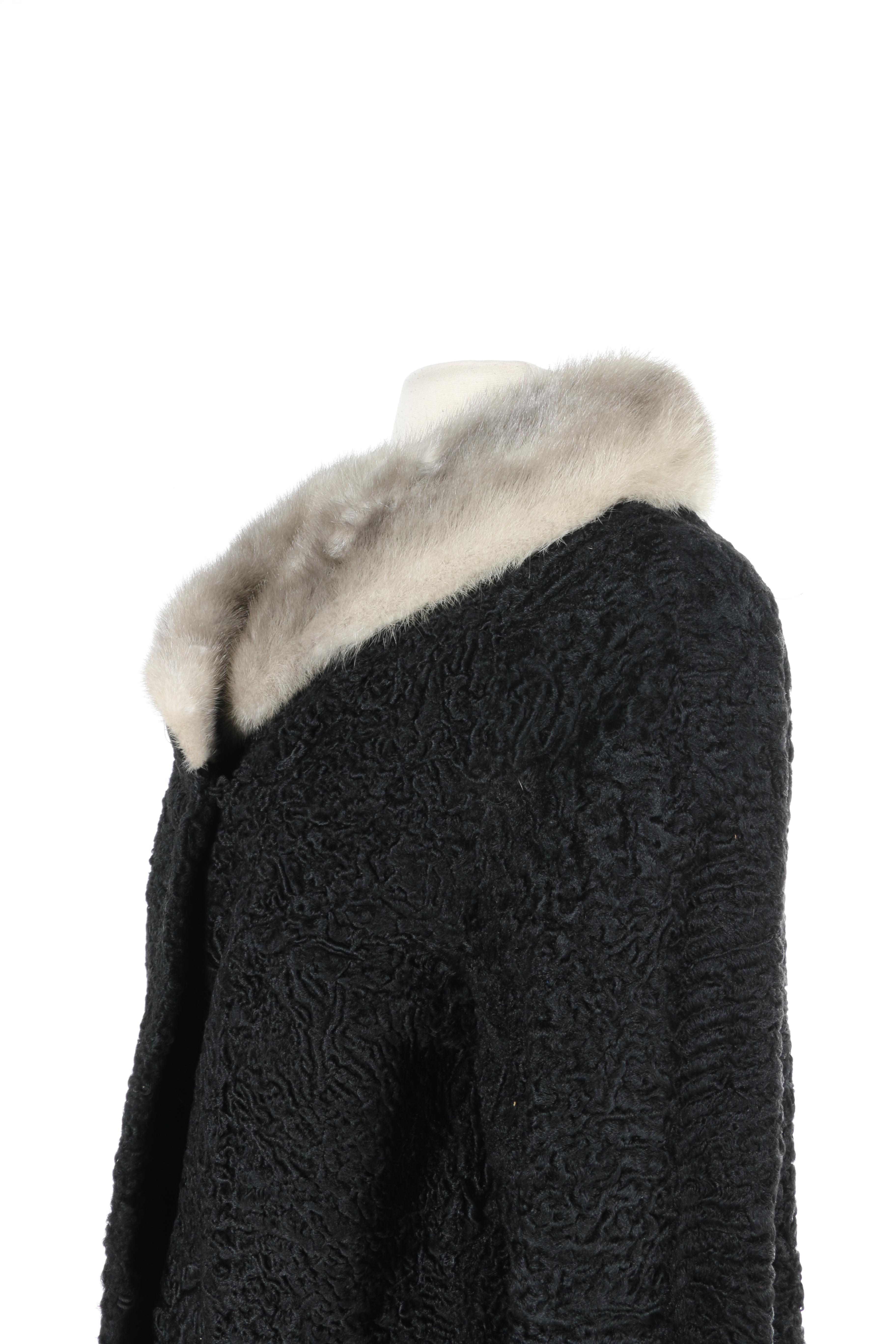 Persian Lamb Fur Coat With Mink Collar