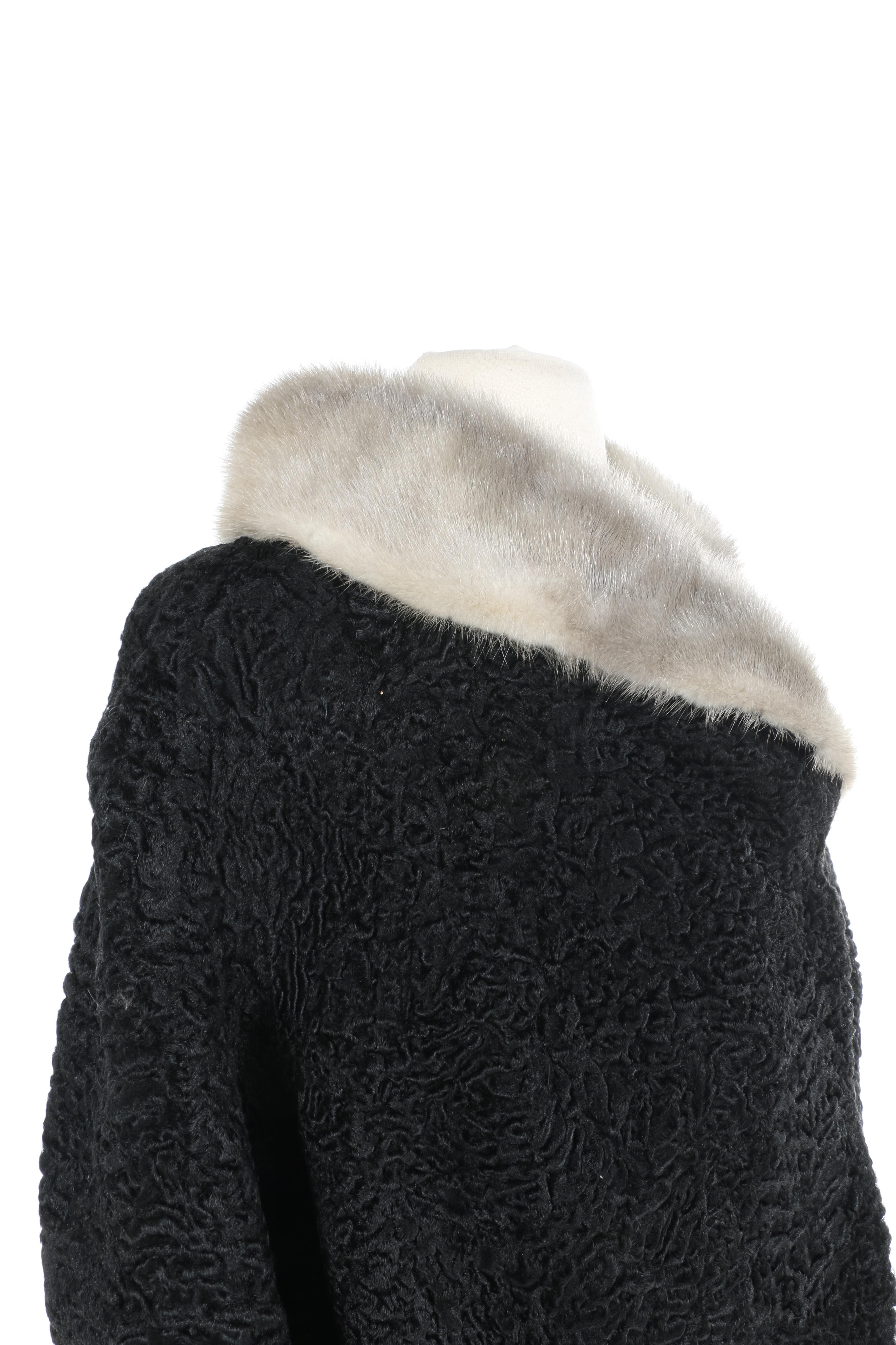 Persian Lamb Fur Coat With Mink Collar