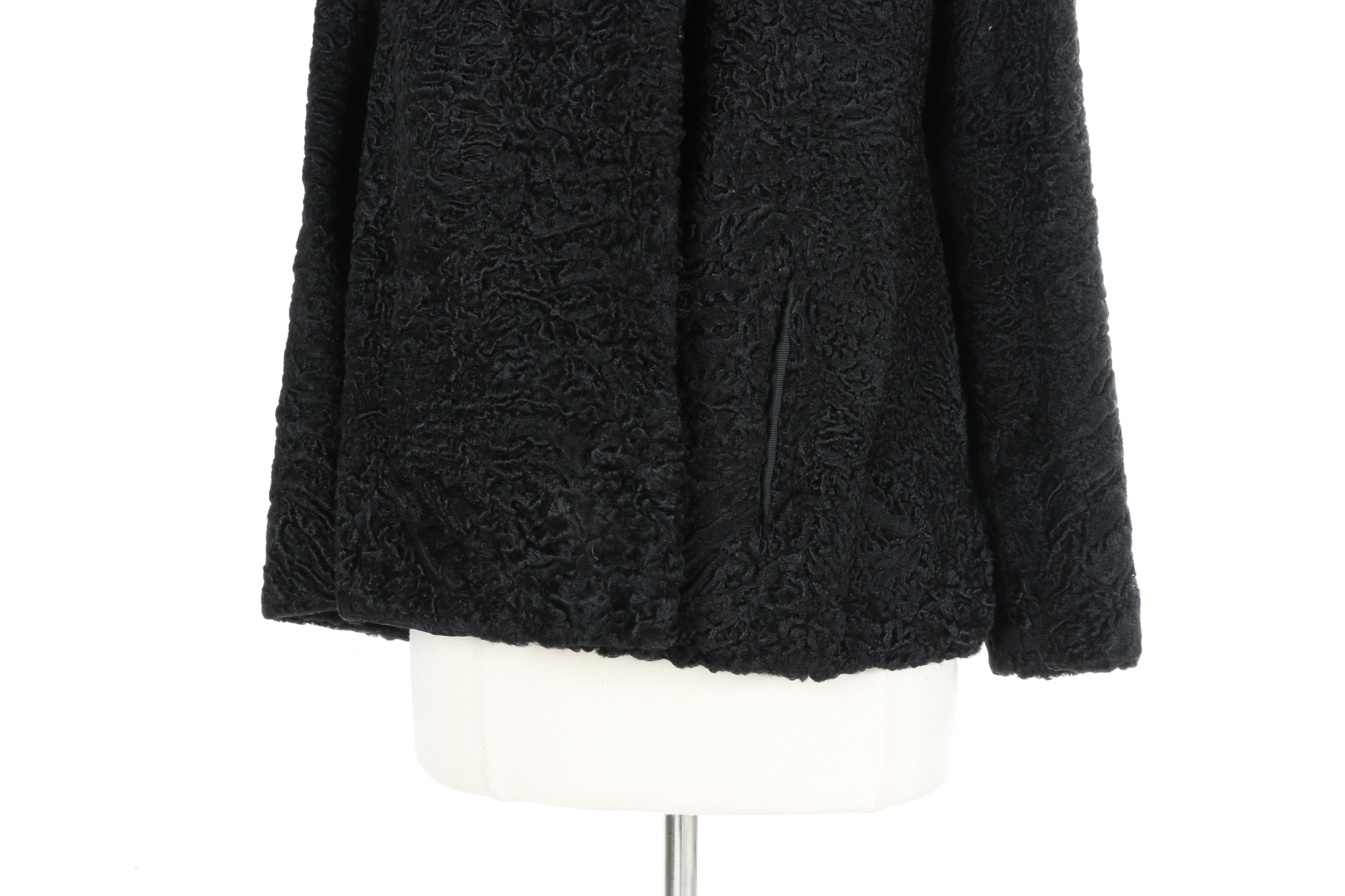 Persian Lamb Fur Coat With Mink Collar