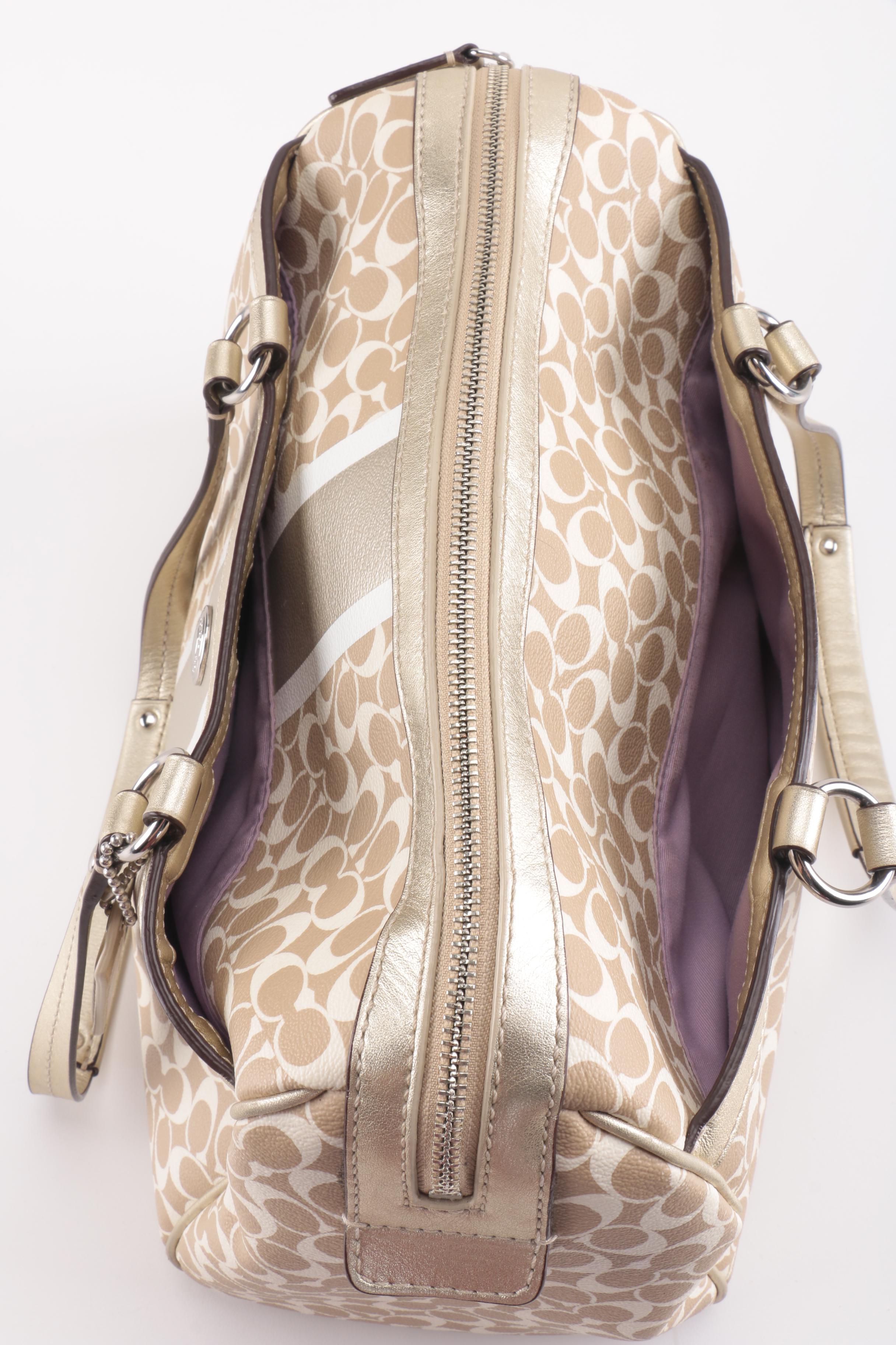 Coach Chelsea Heritage Signature Stripe Coated Canvas Bag