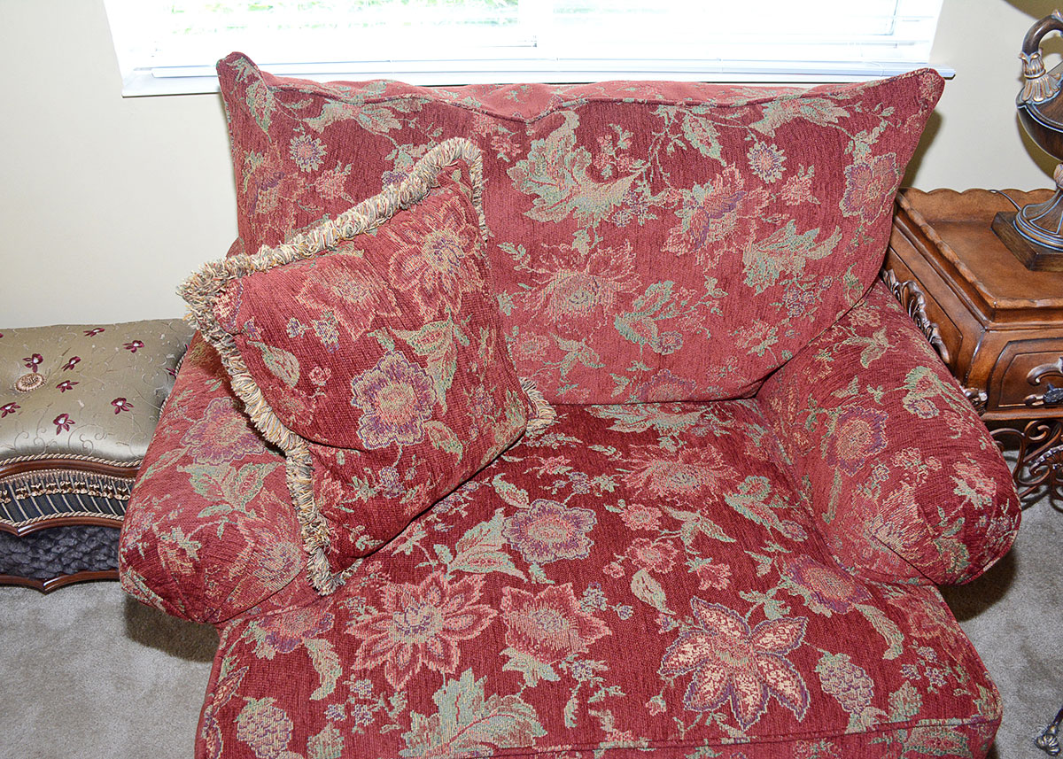 Burgundy Floral Armchair by Alan White Furniture