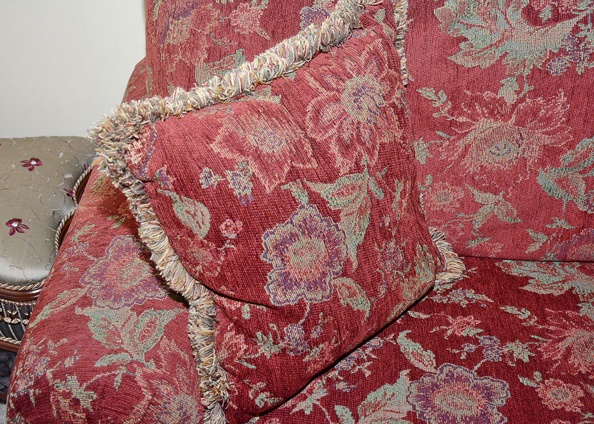 Burgundy Floral Armchair by Alan White Furniture