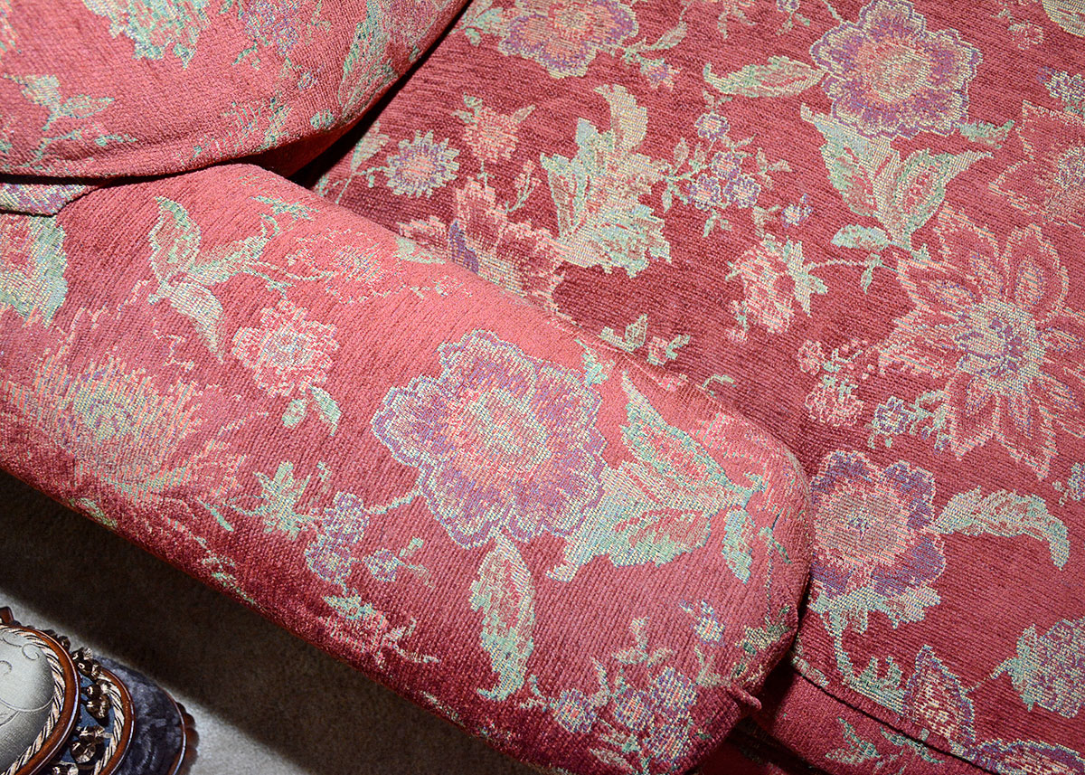 Burgundy Floral Armchair by Alan White Furniture
