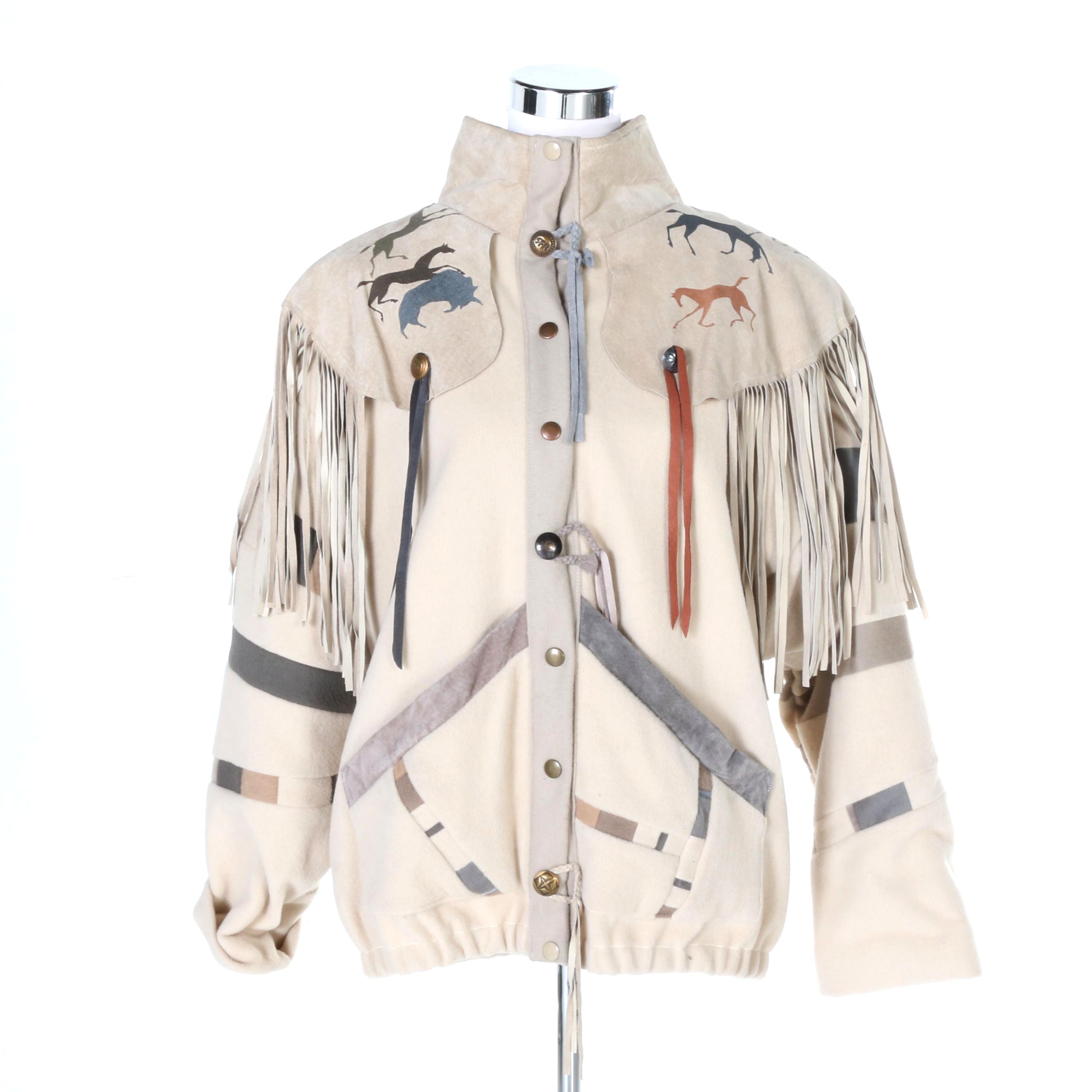 SFR Native American Inspired Wool and Suede Coat