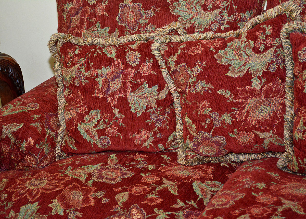Burgundy Floral Sofa by Alan White Furniture
