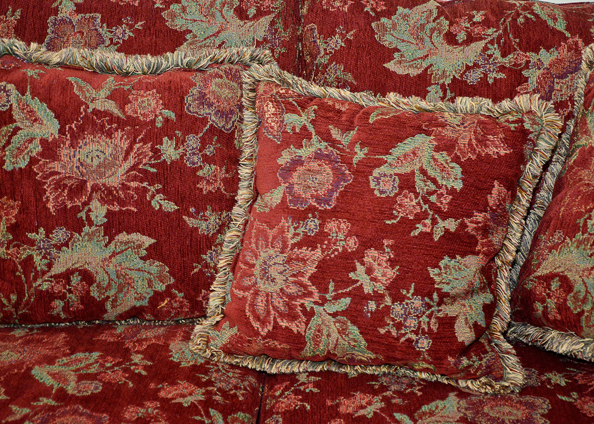 Burgundy Floral Sofa by Alan White Furniture