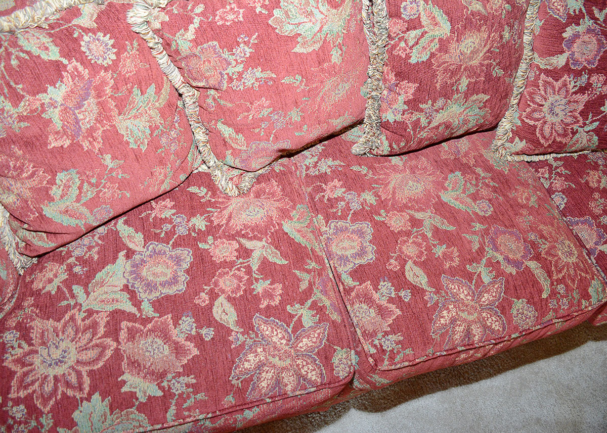 Burgundy Floral Sofa by Alan White Furniture
