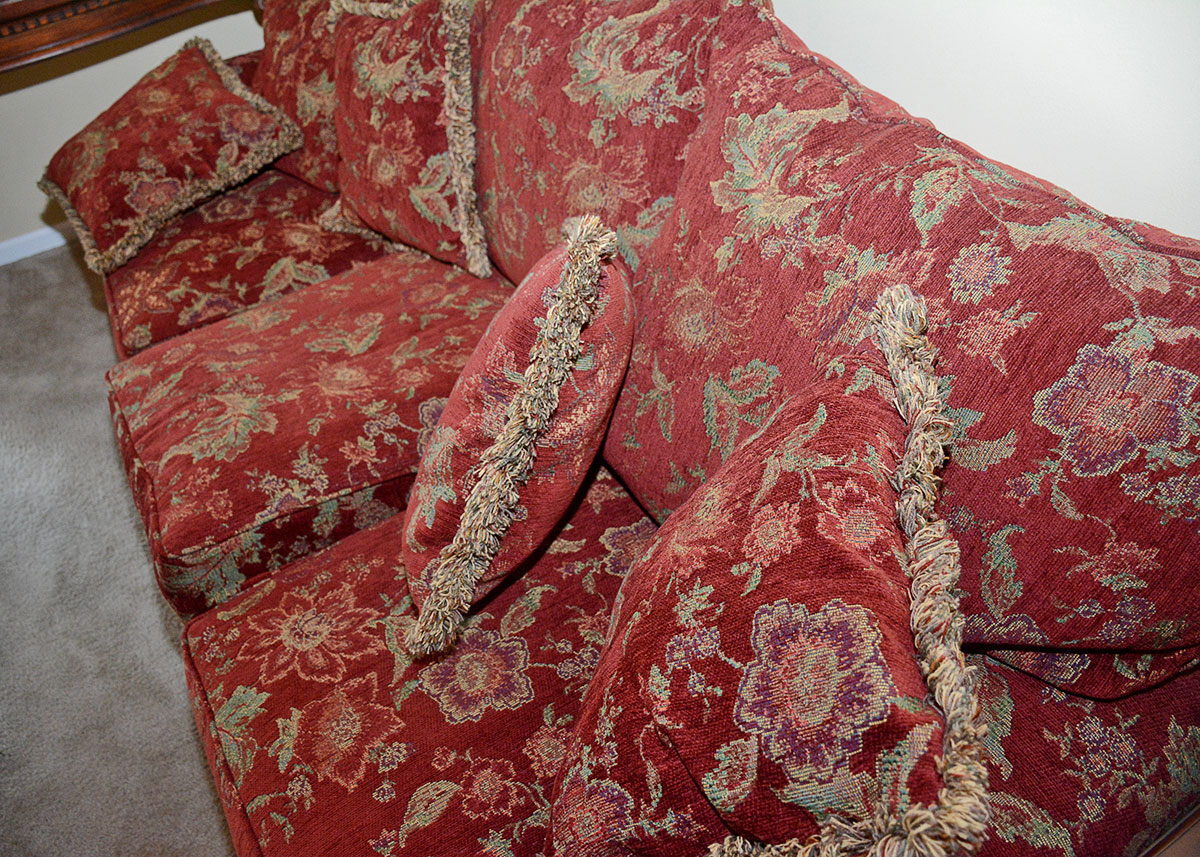 Burgundy Floral Sofa by Alan White Furniture