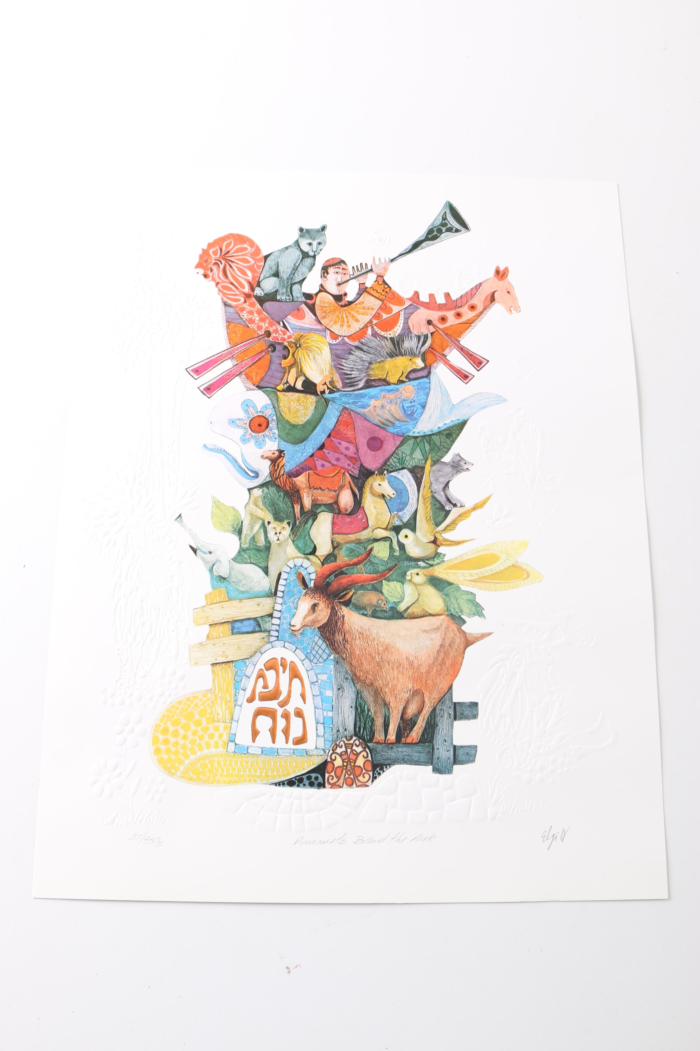 Amram Ebgi Limited Edition Relief Prints With Mixed Media Embellishments