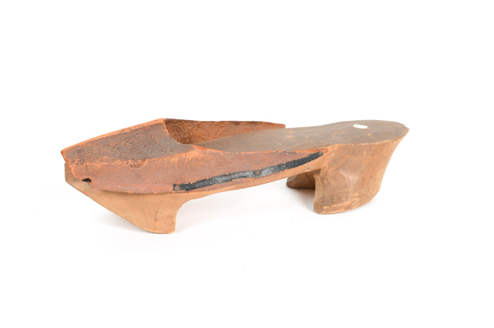 Antique Hand Carved Wood and Leather Shoes