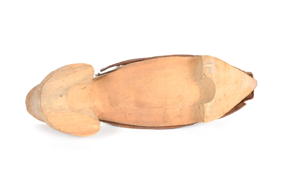 Antique Hand Carved Wood and Leather Shoes