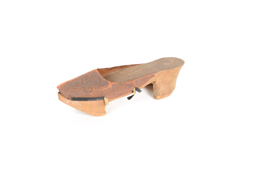 Antique Hand Carved Wood and Leather Shoes