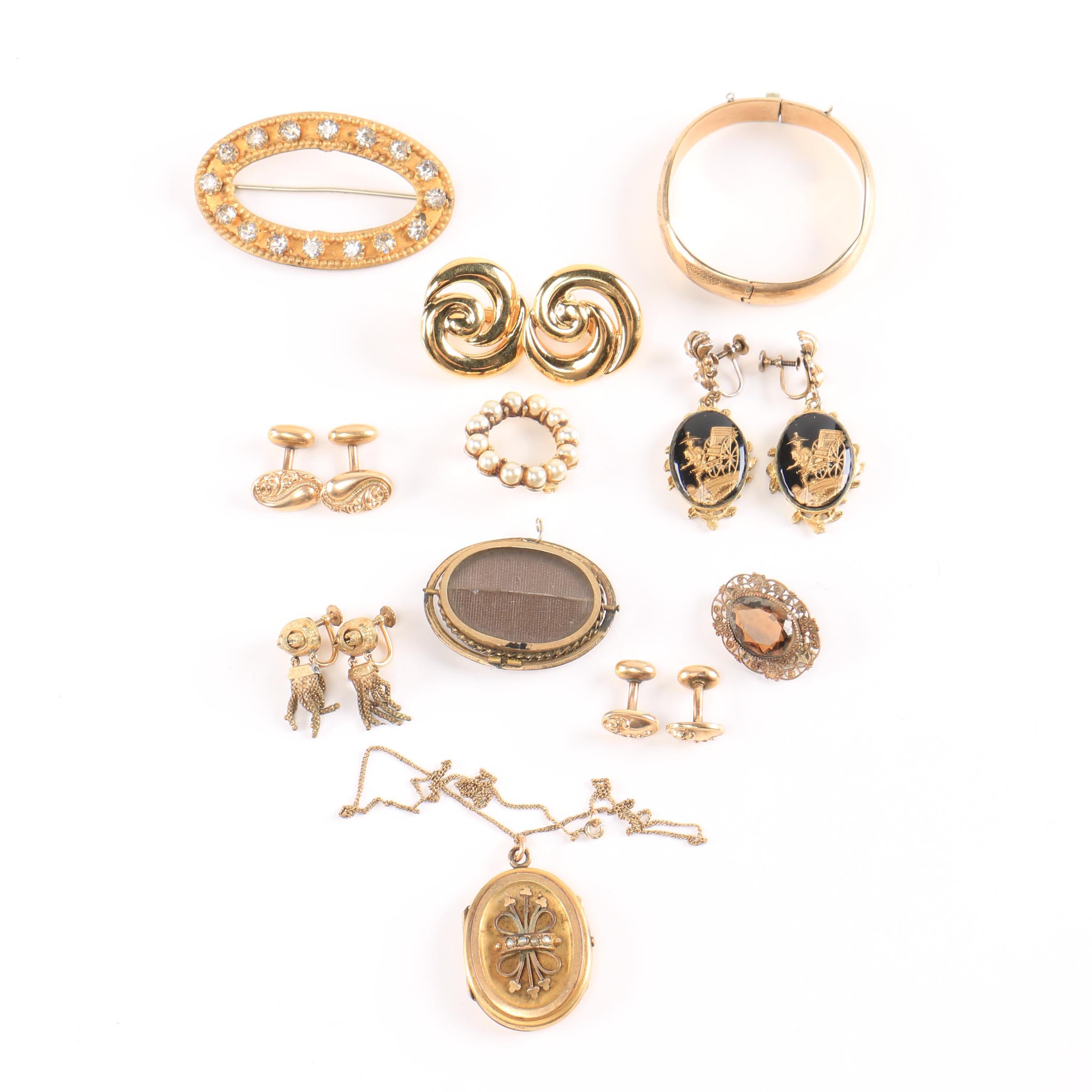 Gold Tone Costume Jewelry Including Napier