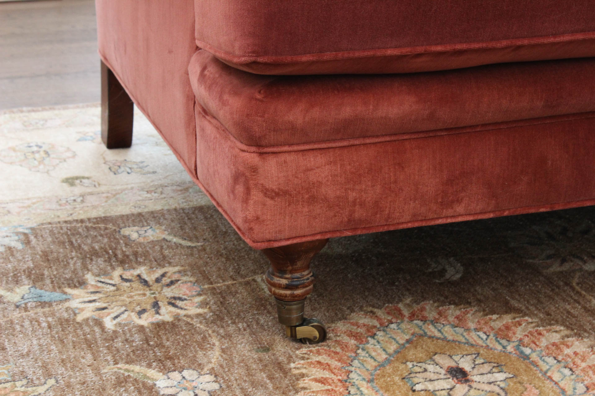 Custom Upholstered Camel Back Sofa