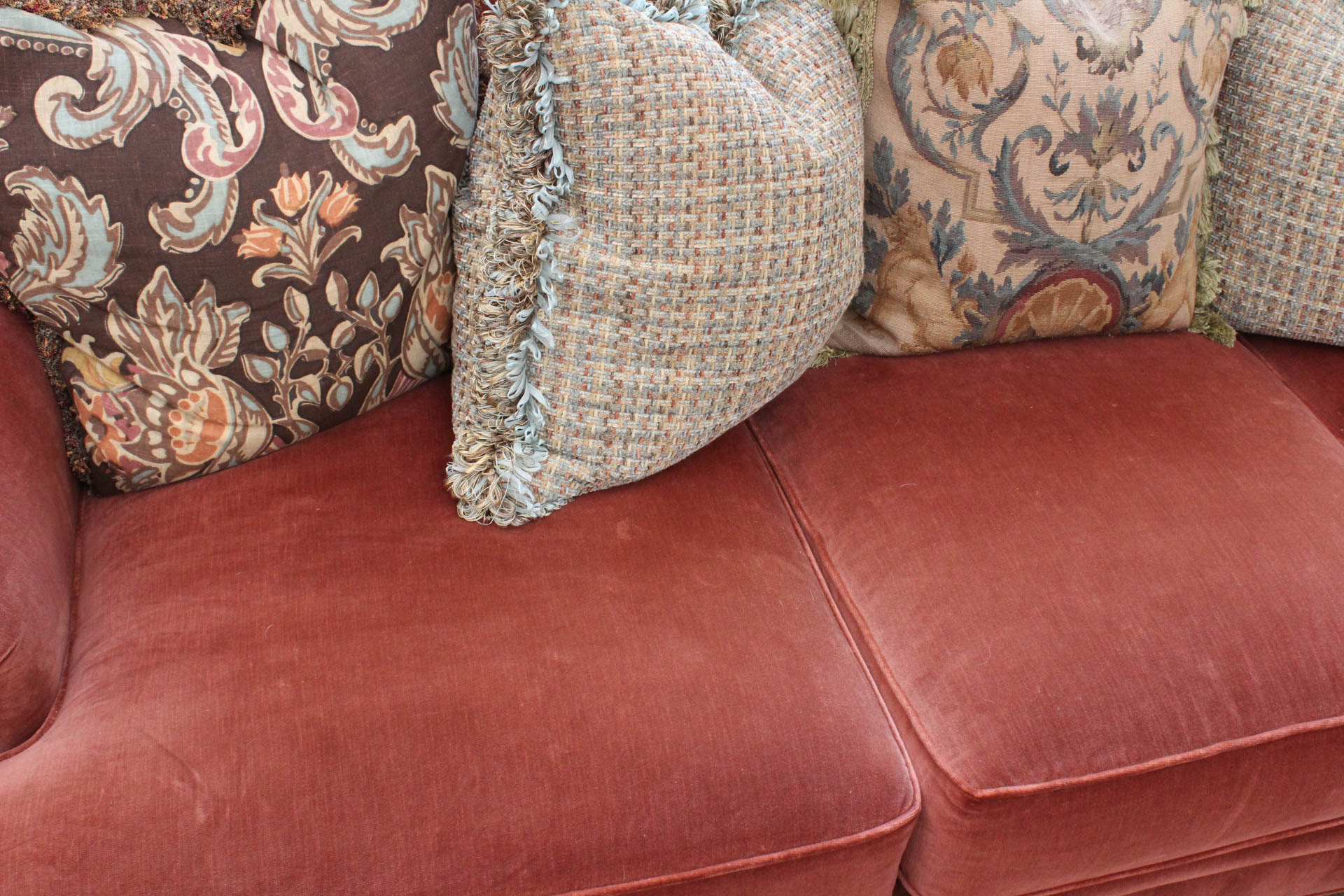 Custom Upholstered Camel Back Sofa