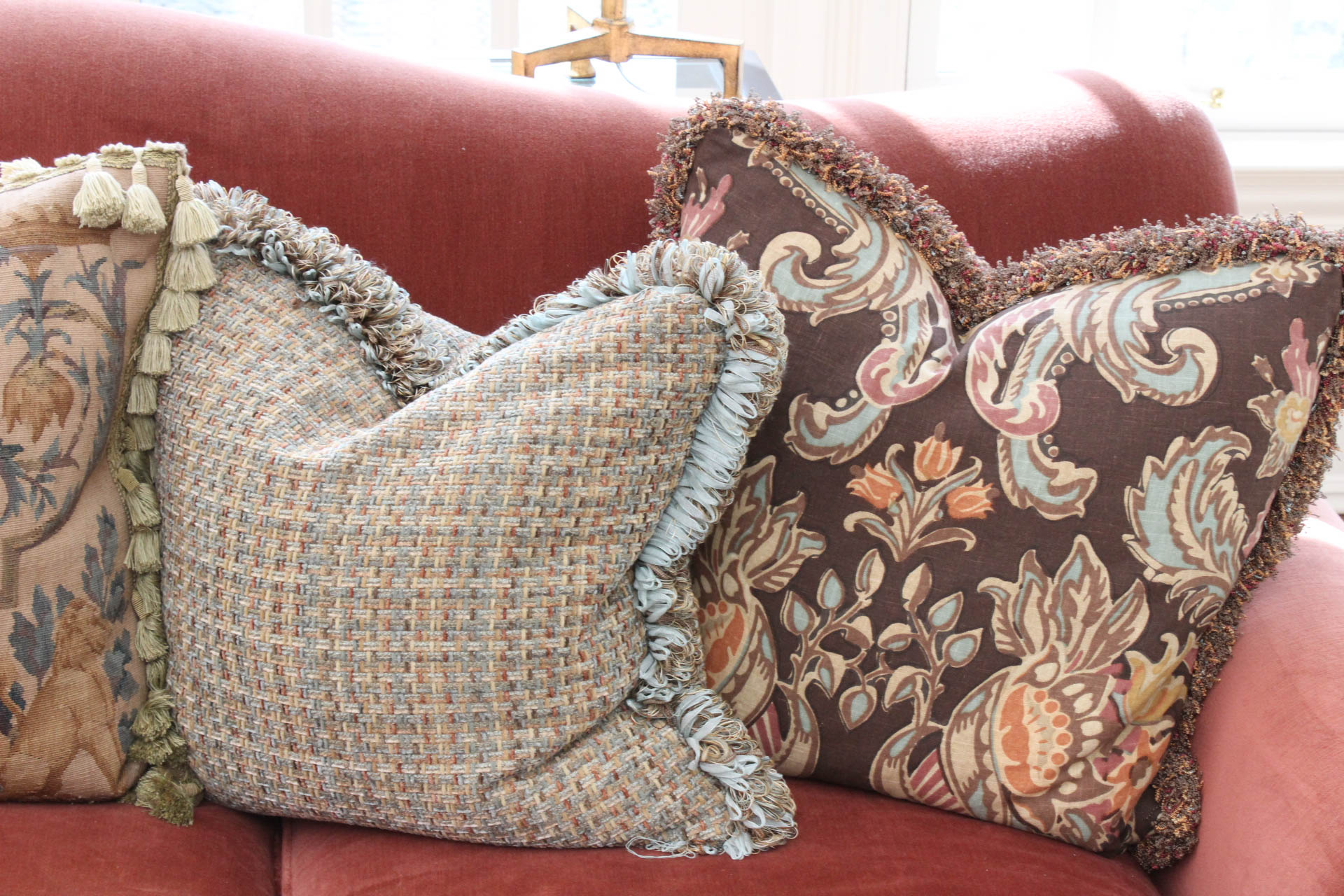 Custom Upholstered Camel Back Sofa