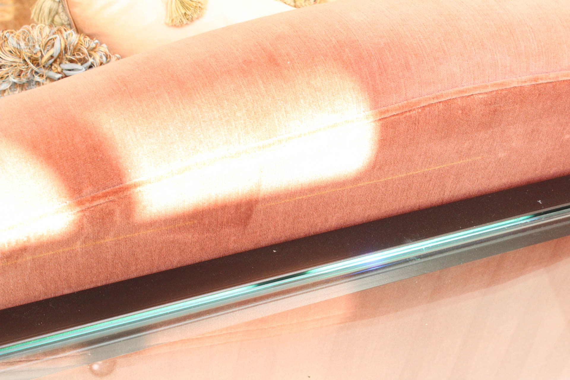 Custom Upholstered Camel Back Sofa