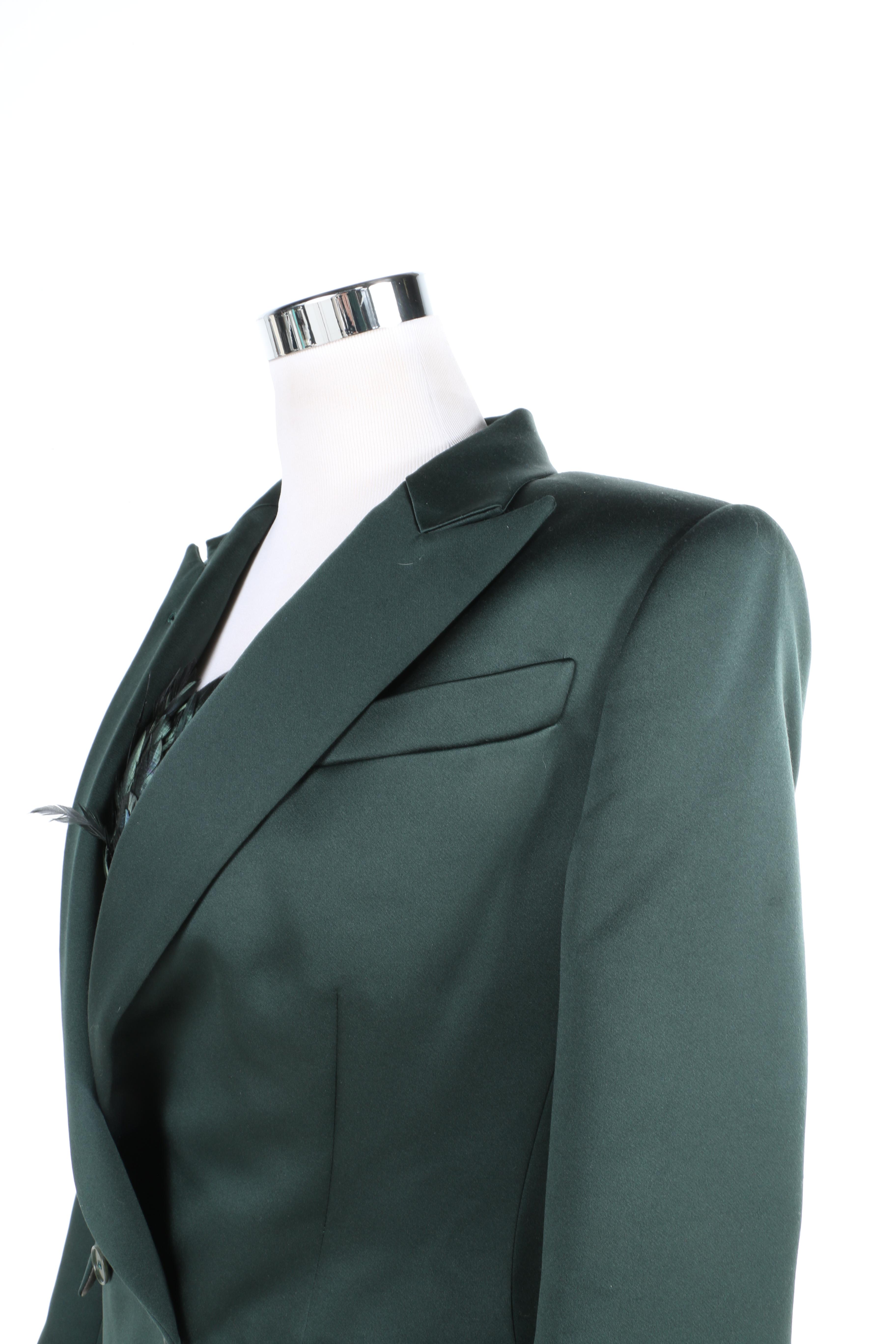 Richard Tyler Couture Women's Suit and Feathered Corset