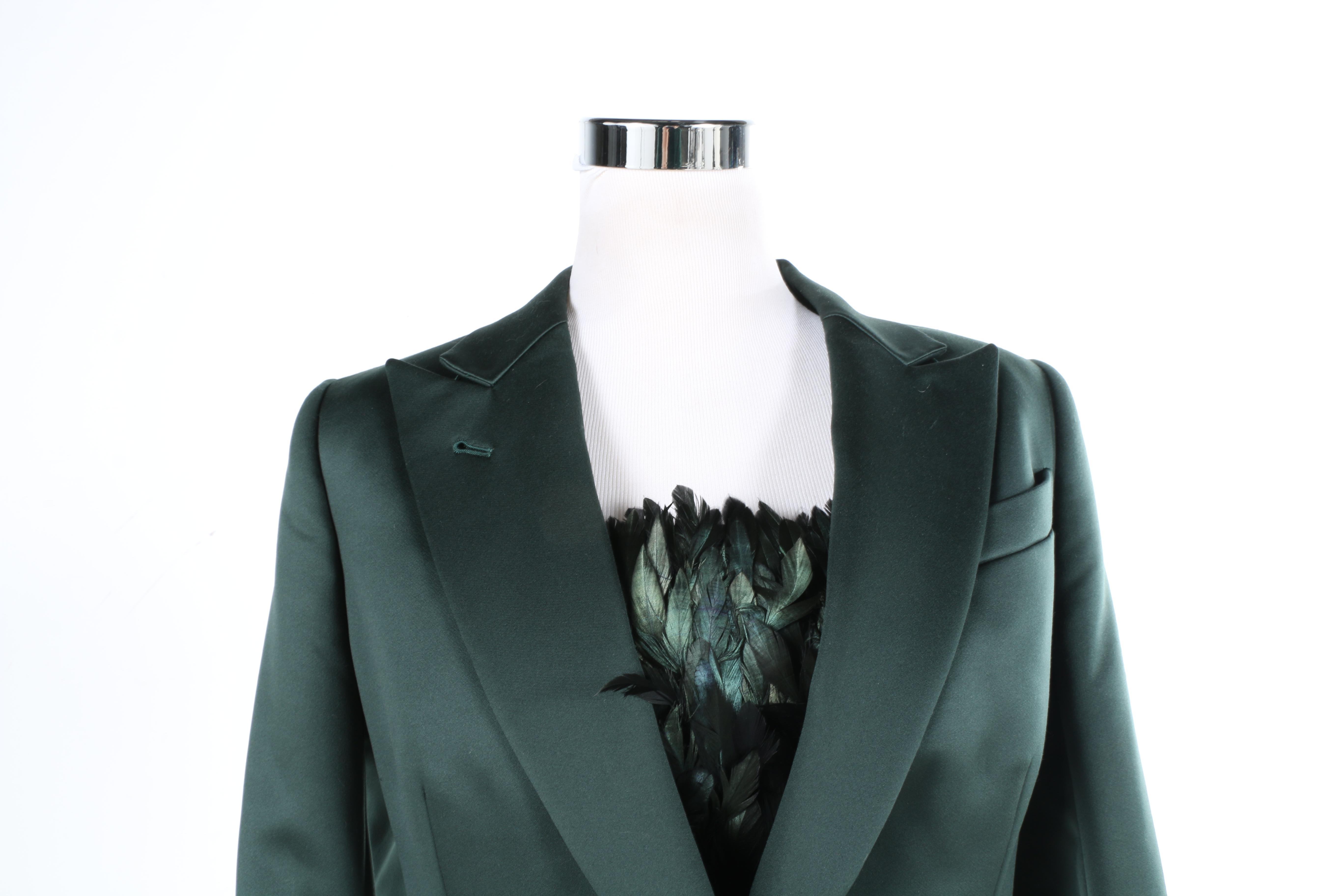 Richard Tyler Couture Women's Suit and Feathered Corset