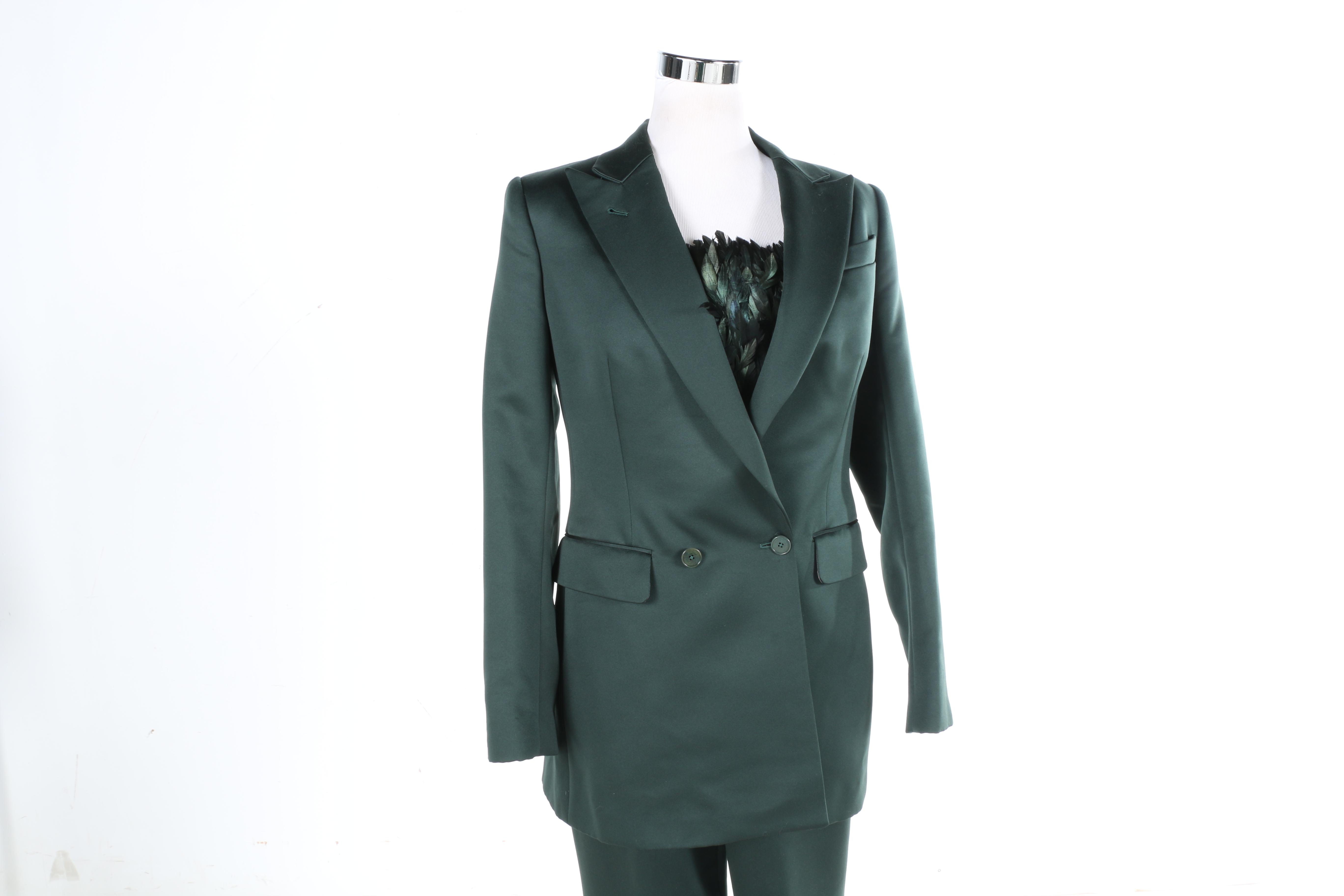 Richard Tyler Couture Women's Suit and Feathered Corset