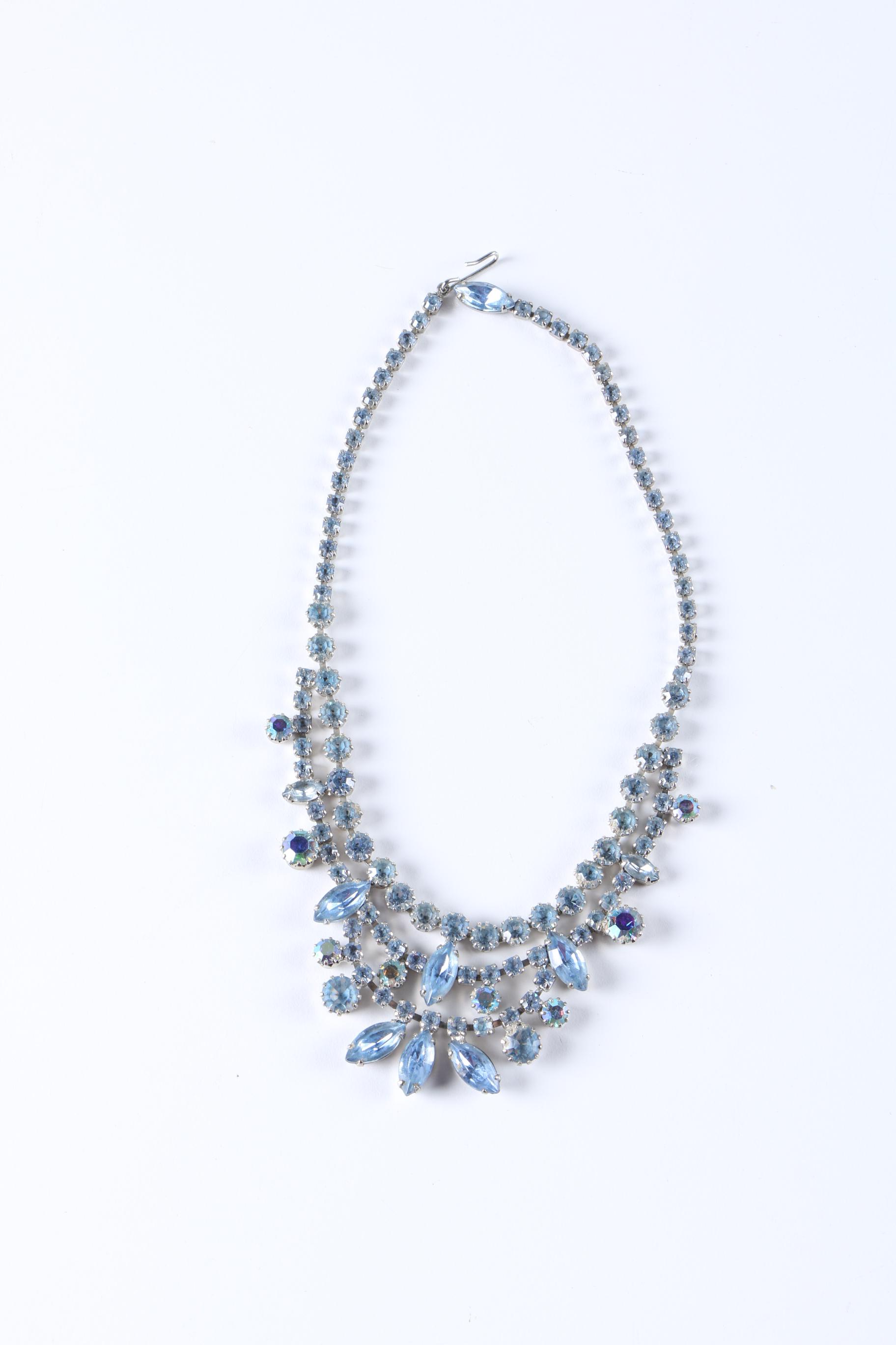 Blue Rhinestone Costume Jewelry Including Kramer of New York