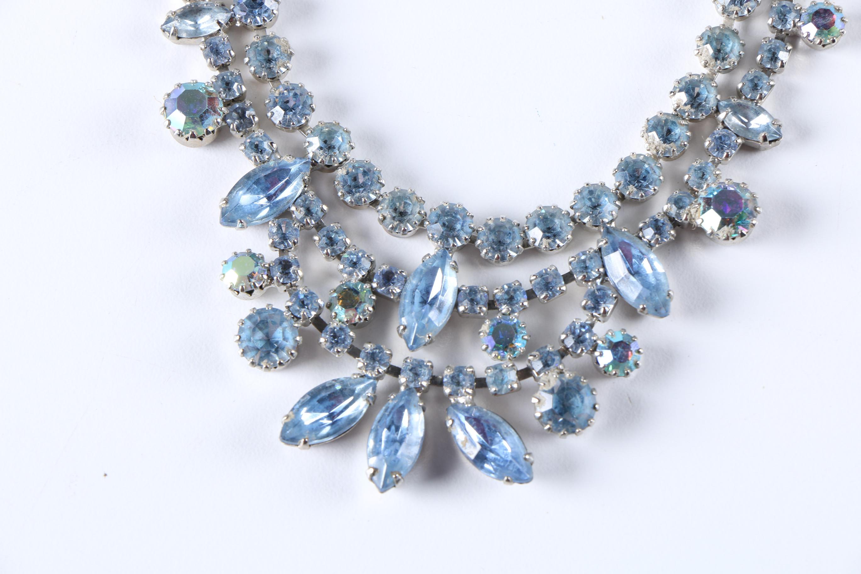 Blue Rhinestone Costume Jewelry Including Kramer of New York