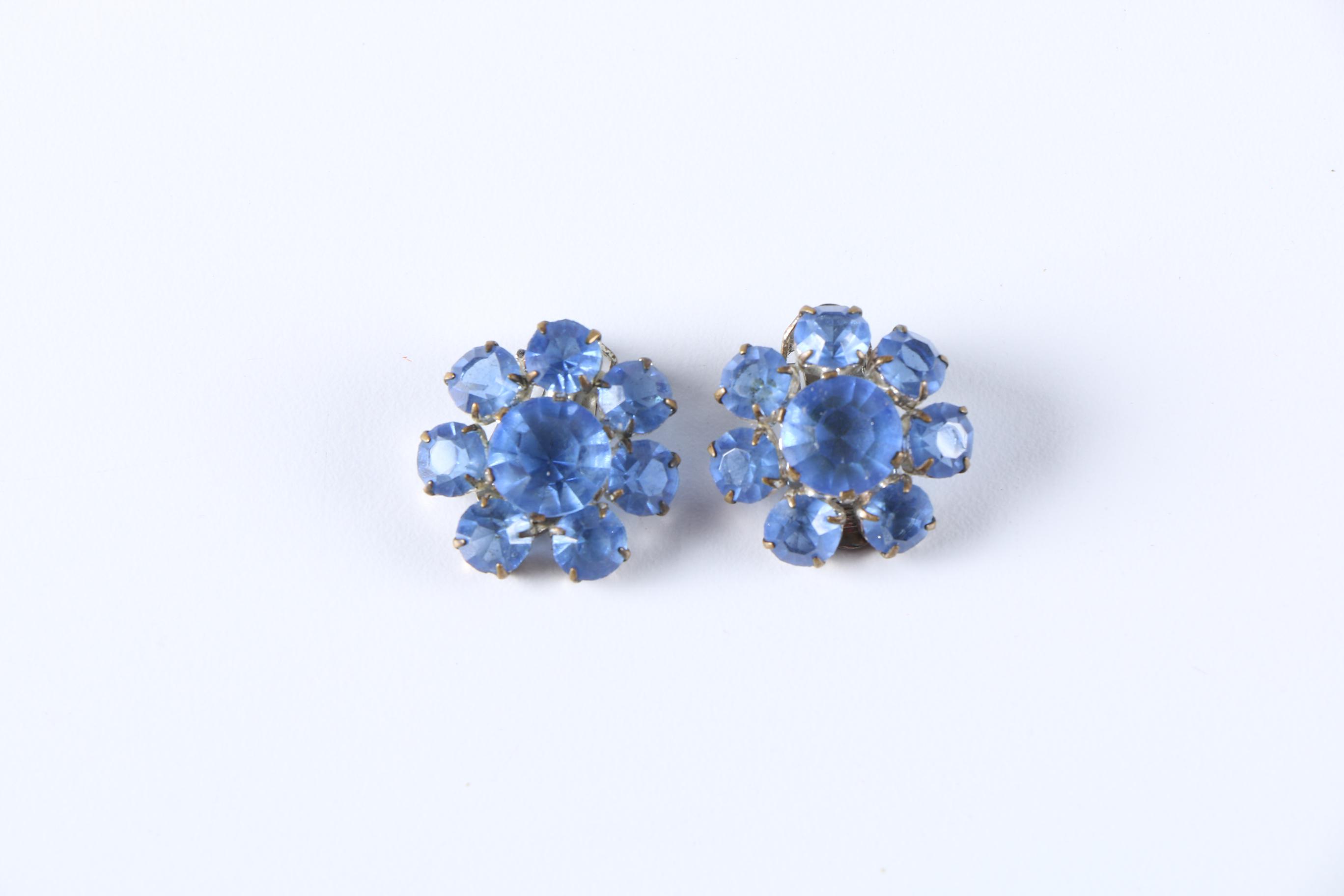 Blue Rhinestone Costume Jewelry Including Kramer of New York