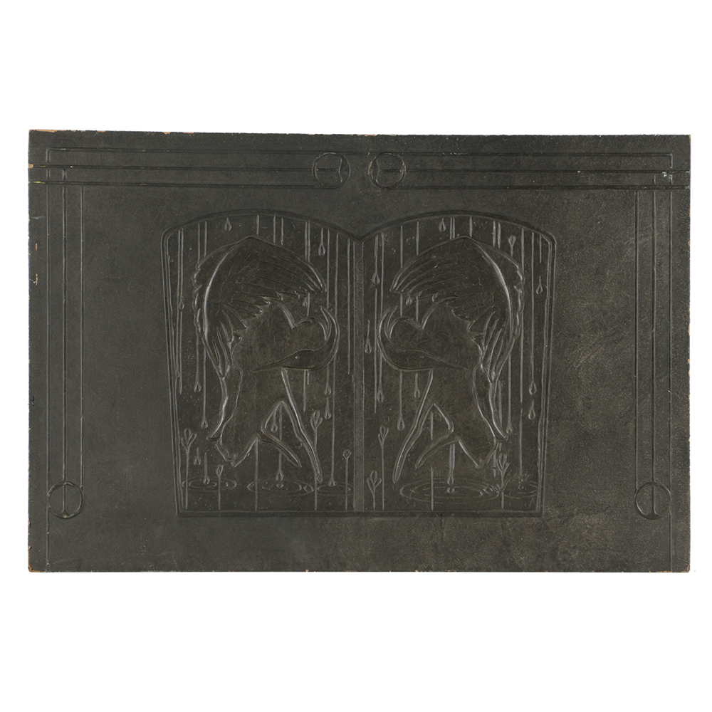 Signed Mixed Media on Board of Cranes