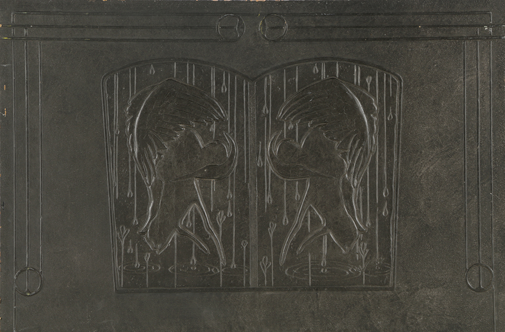 Signed Mixed Media on Board of Cranes