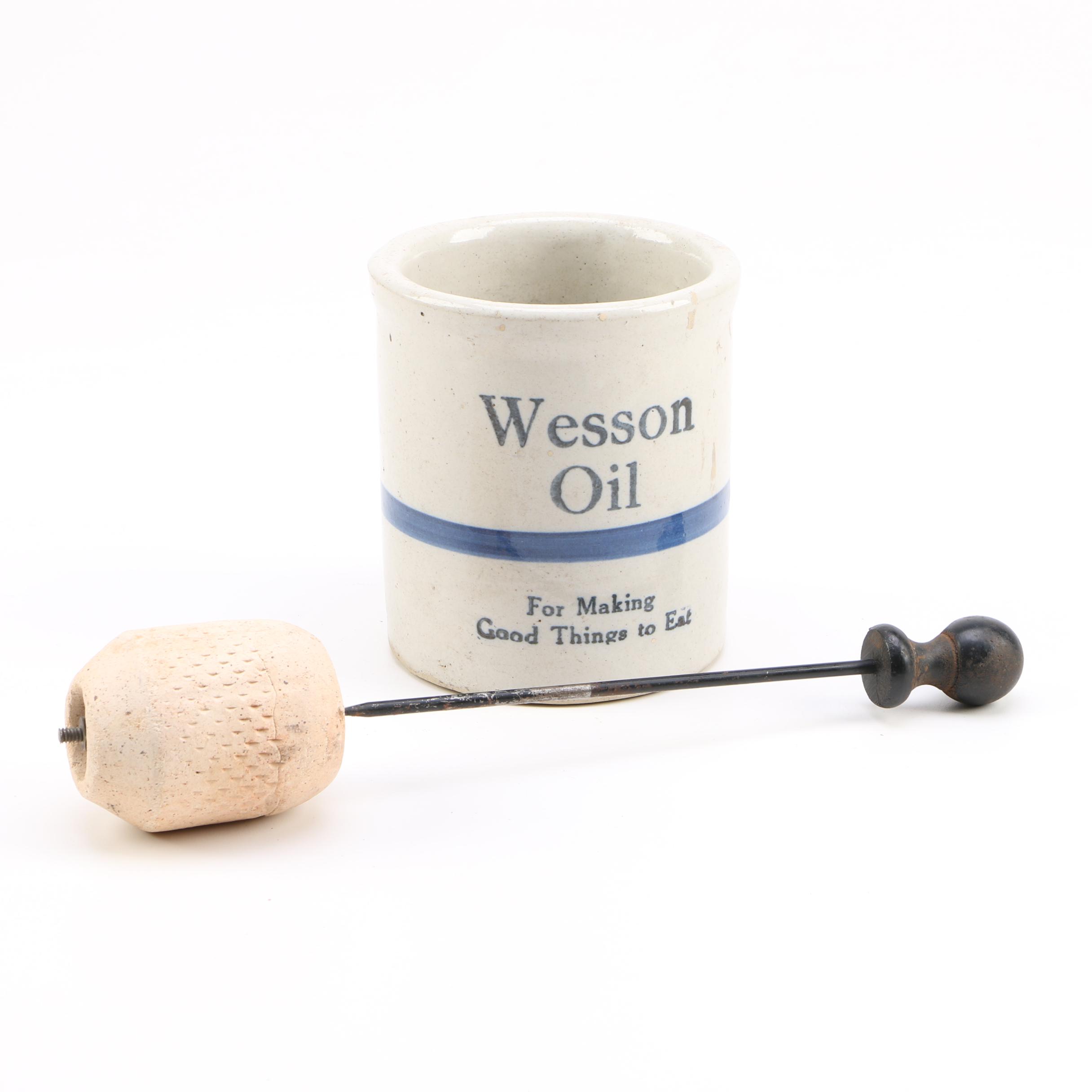 Wesson Oil Crock and Vintage Nantucket Fire Starter