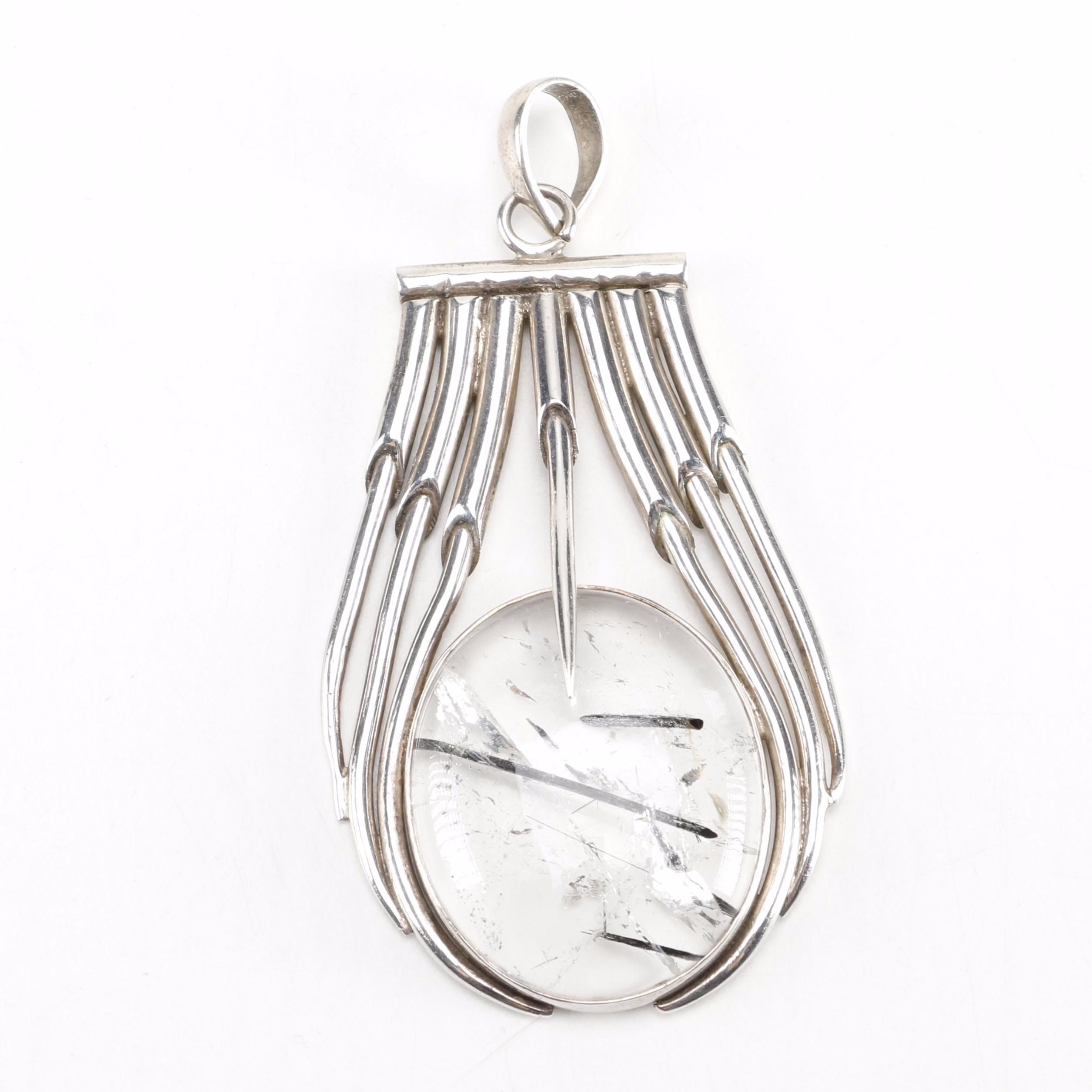 Sterling Silver and Tourmilated Quartz Pendant